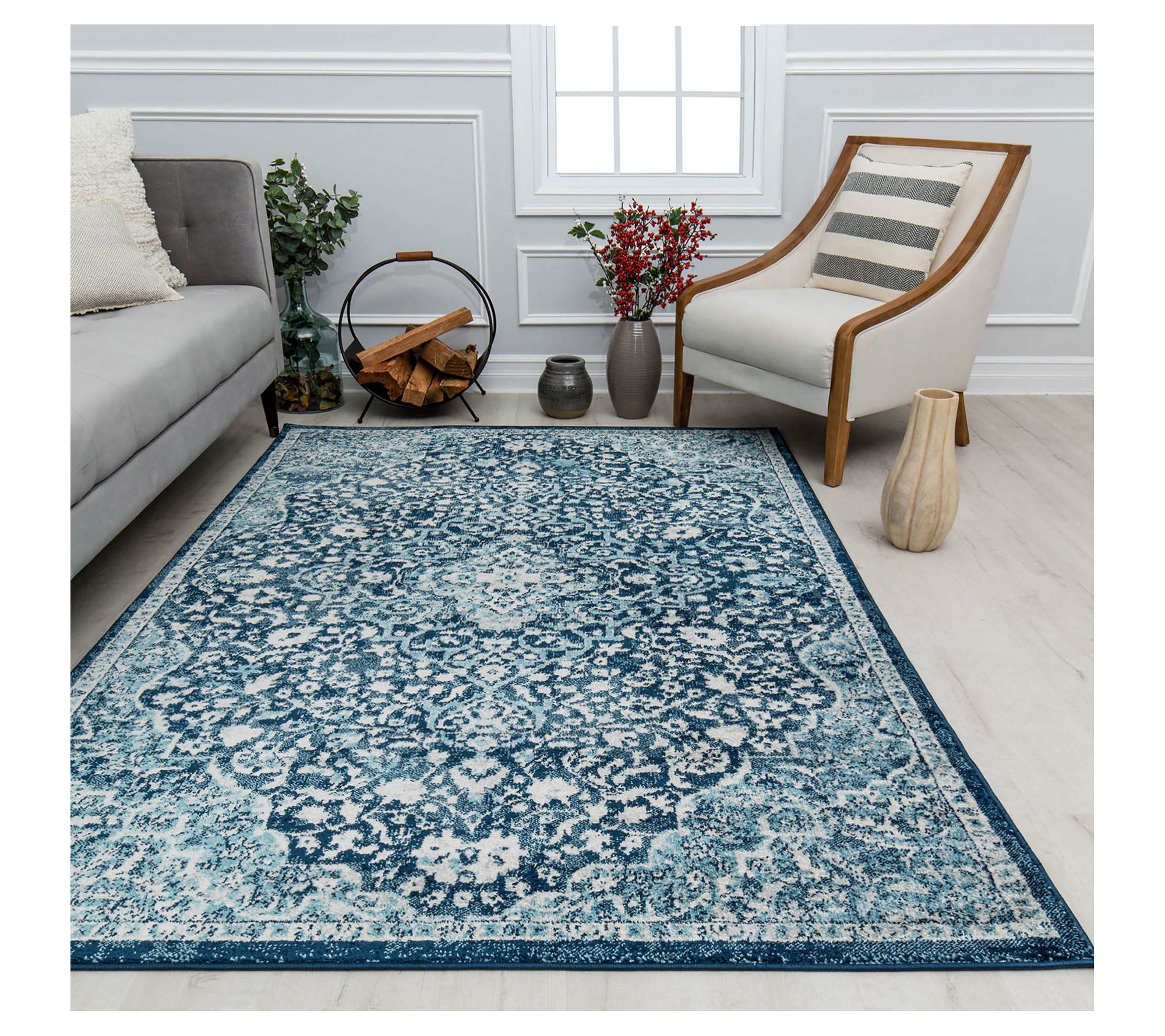 Rugs America Hailey HY50N Mozart Blue Vintage 5 '0"x7'0"