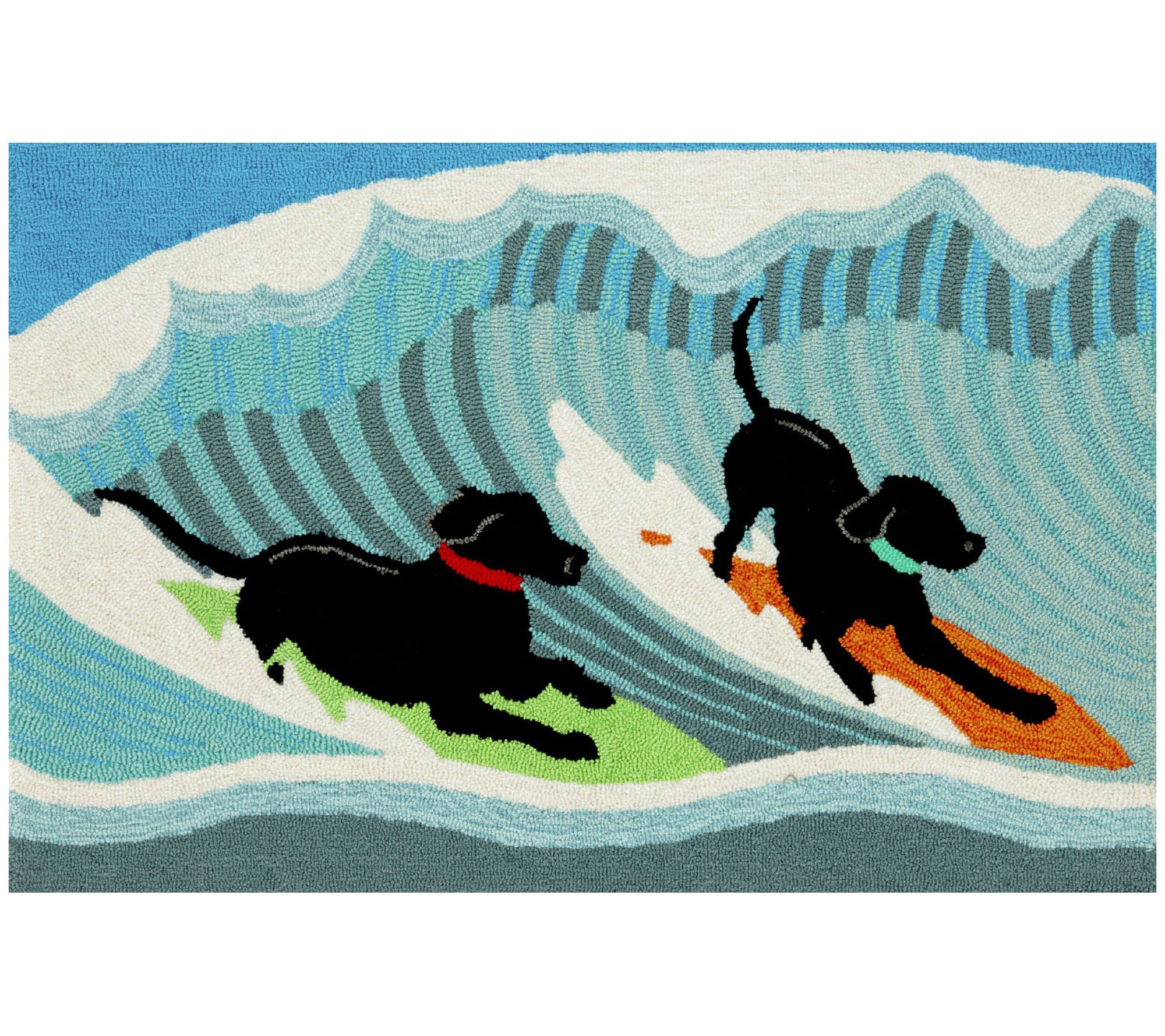 Lush Decor Frontporch Surfing Dogs In/Outdoor u 20" x 30"