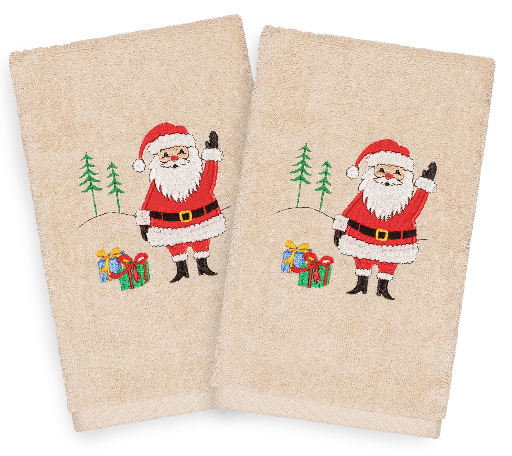 Linum Home Textiles Christmas Santa Waving 2-Pi ece Hand Towels