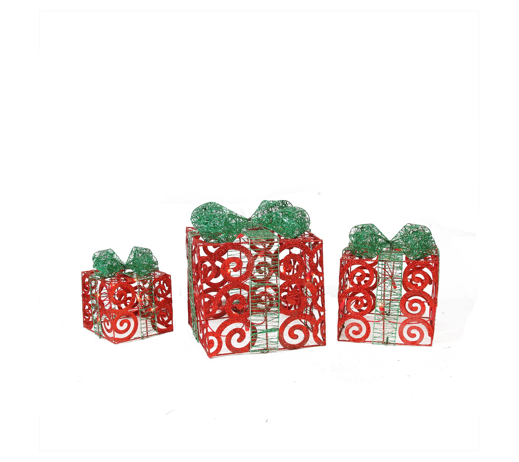 Northlight 3 Sparkling Red Swirl Glitter Gift B xes Decor