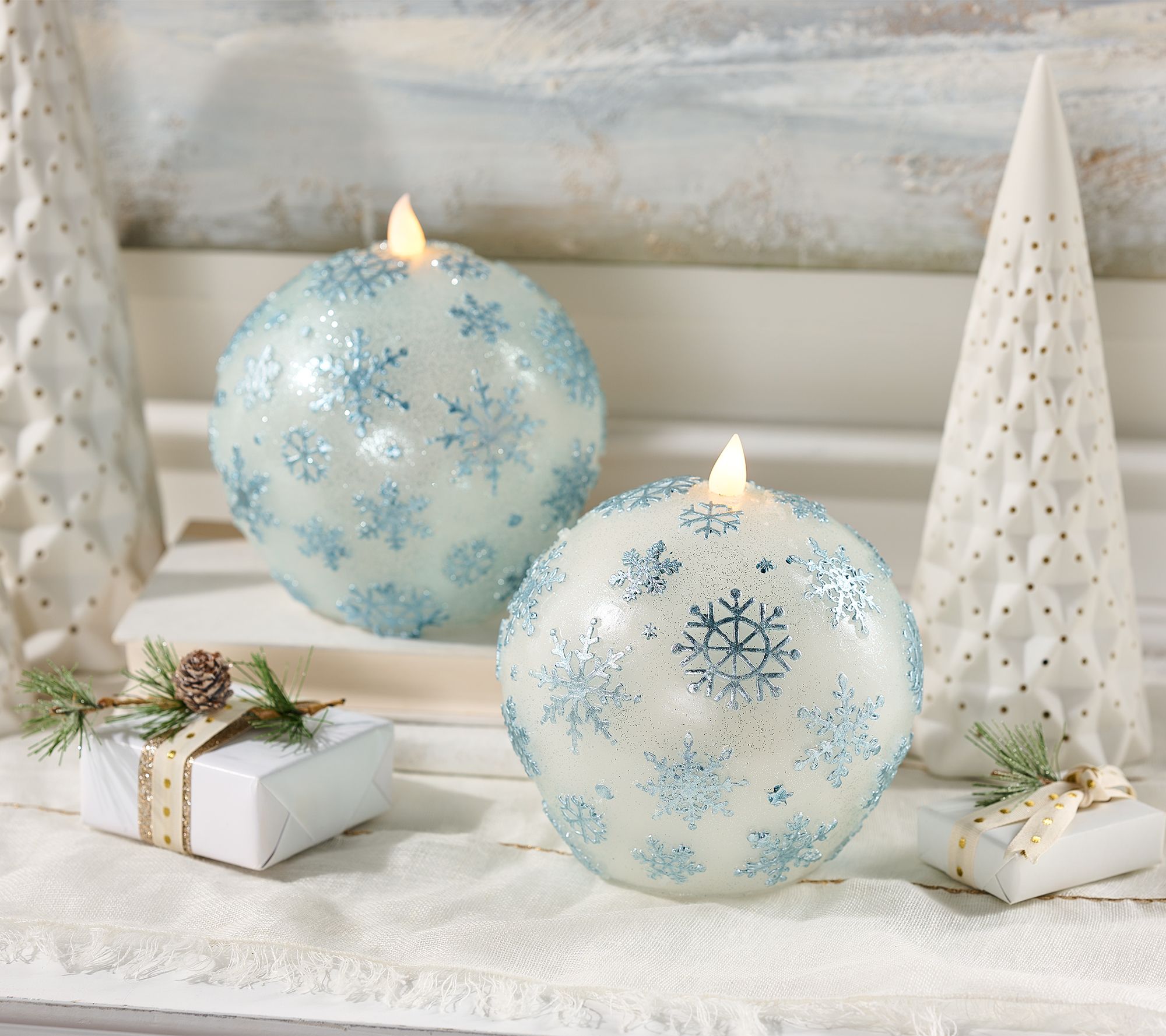 Home Reflections Flameless S/(2) 5" Snowflake Spheres