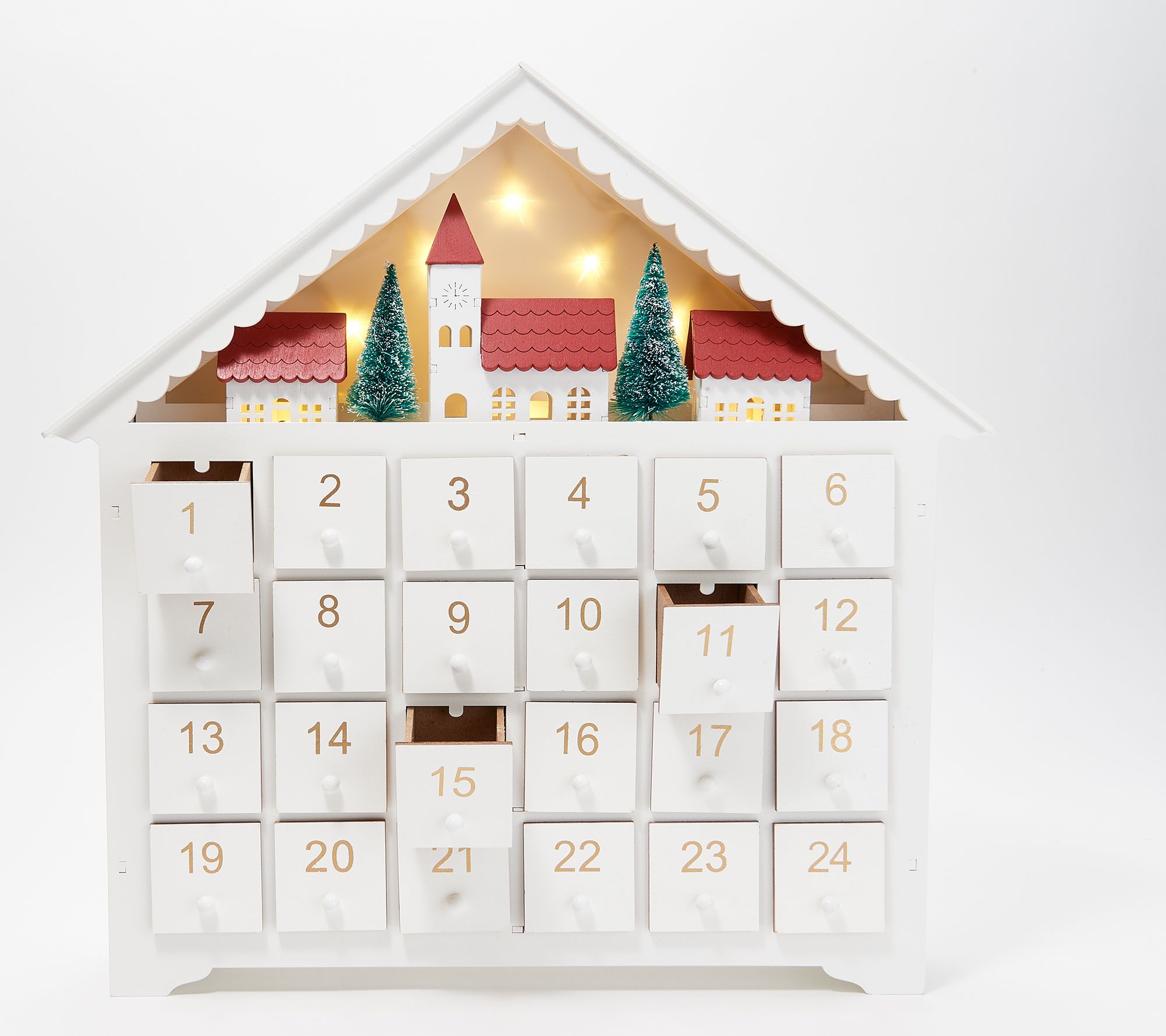 As Is Martha Stewart 16 Lit Wooden Village Advent Calendar