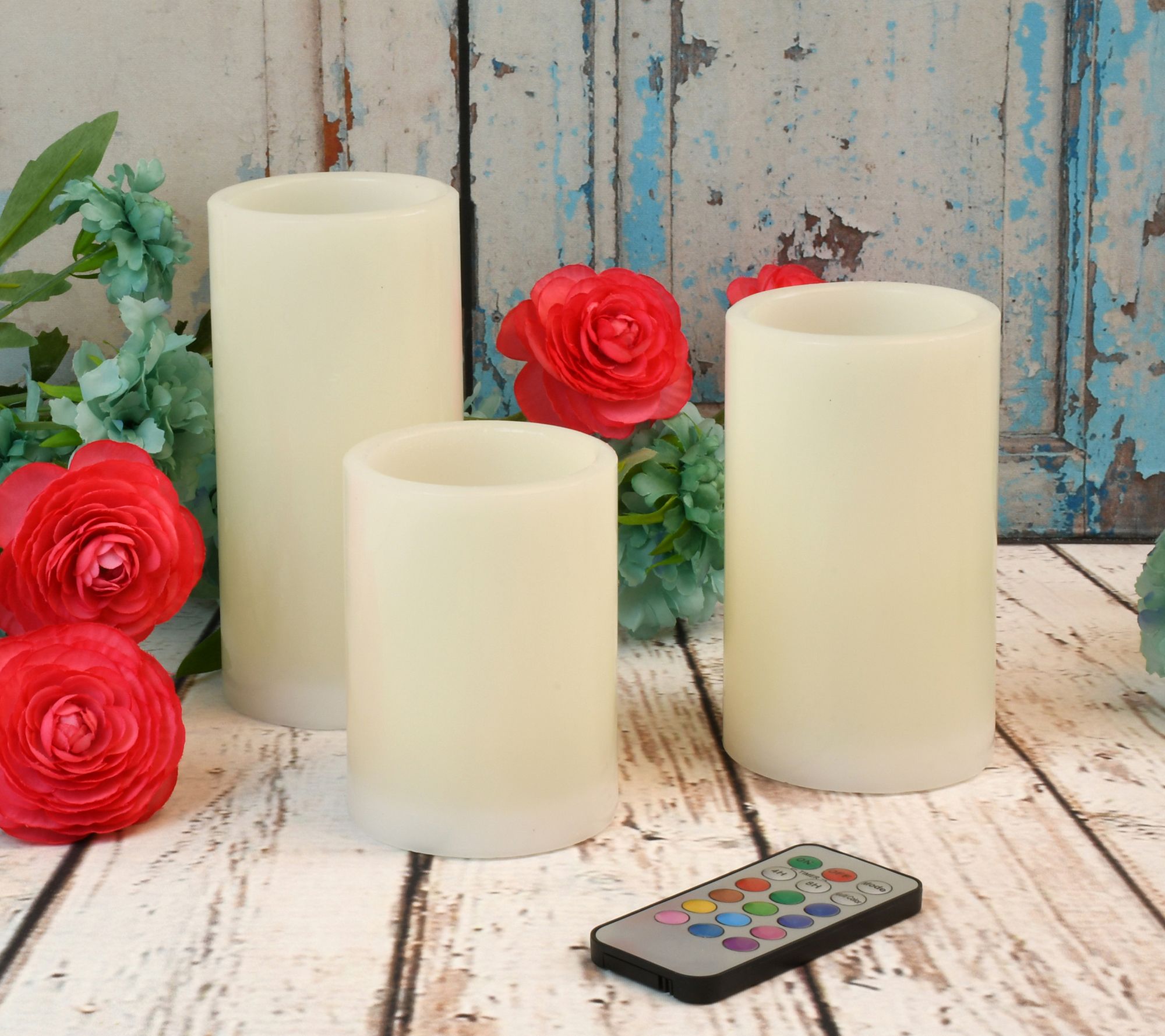 Battery Operated Wax LED Candles with Remote Control 3 Count