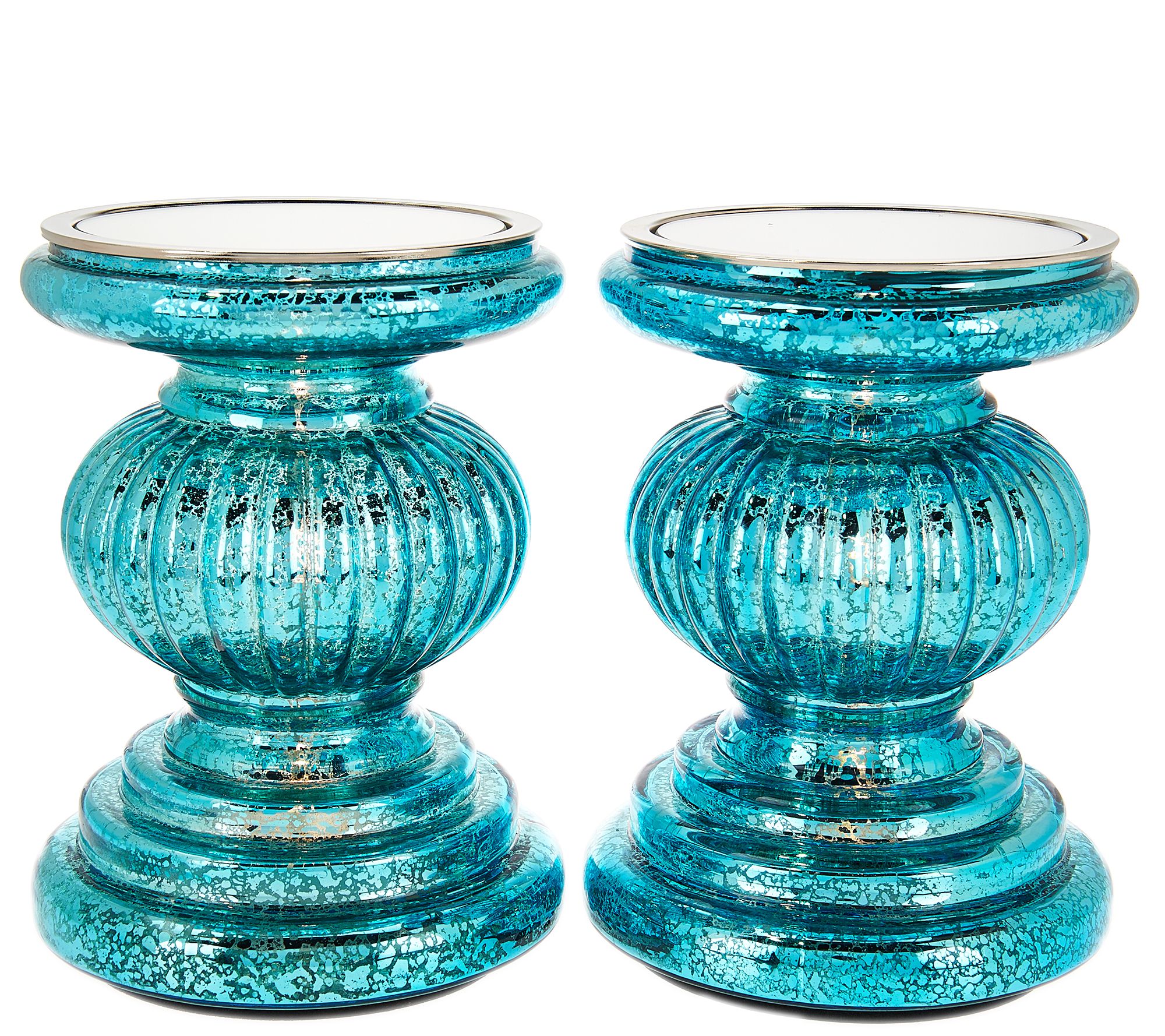 teal candle holder