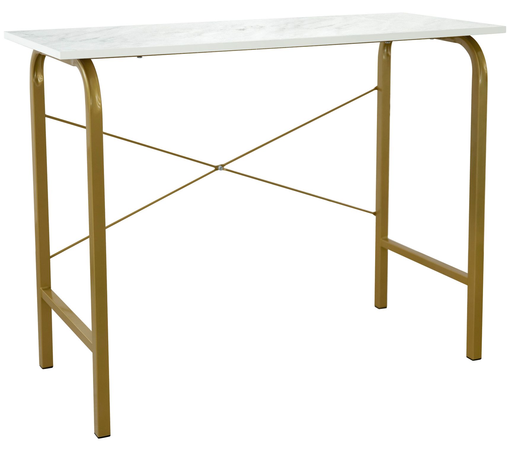 Teamson Home Office Computer Desk Metal Base, M arble/Brass