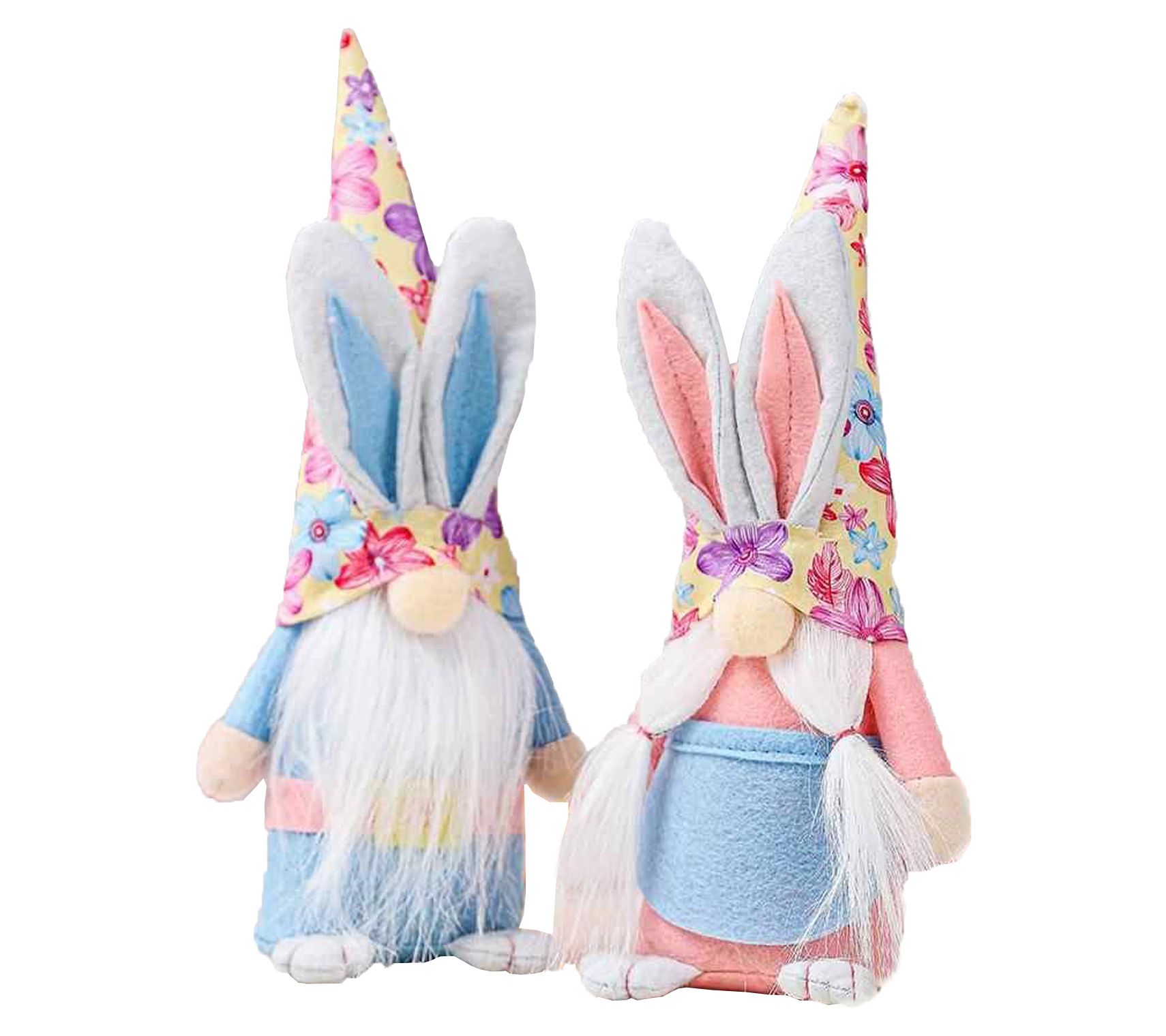 Santa's Workshop Inc. Set/2  10" Pink and Blue unny Gnomes