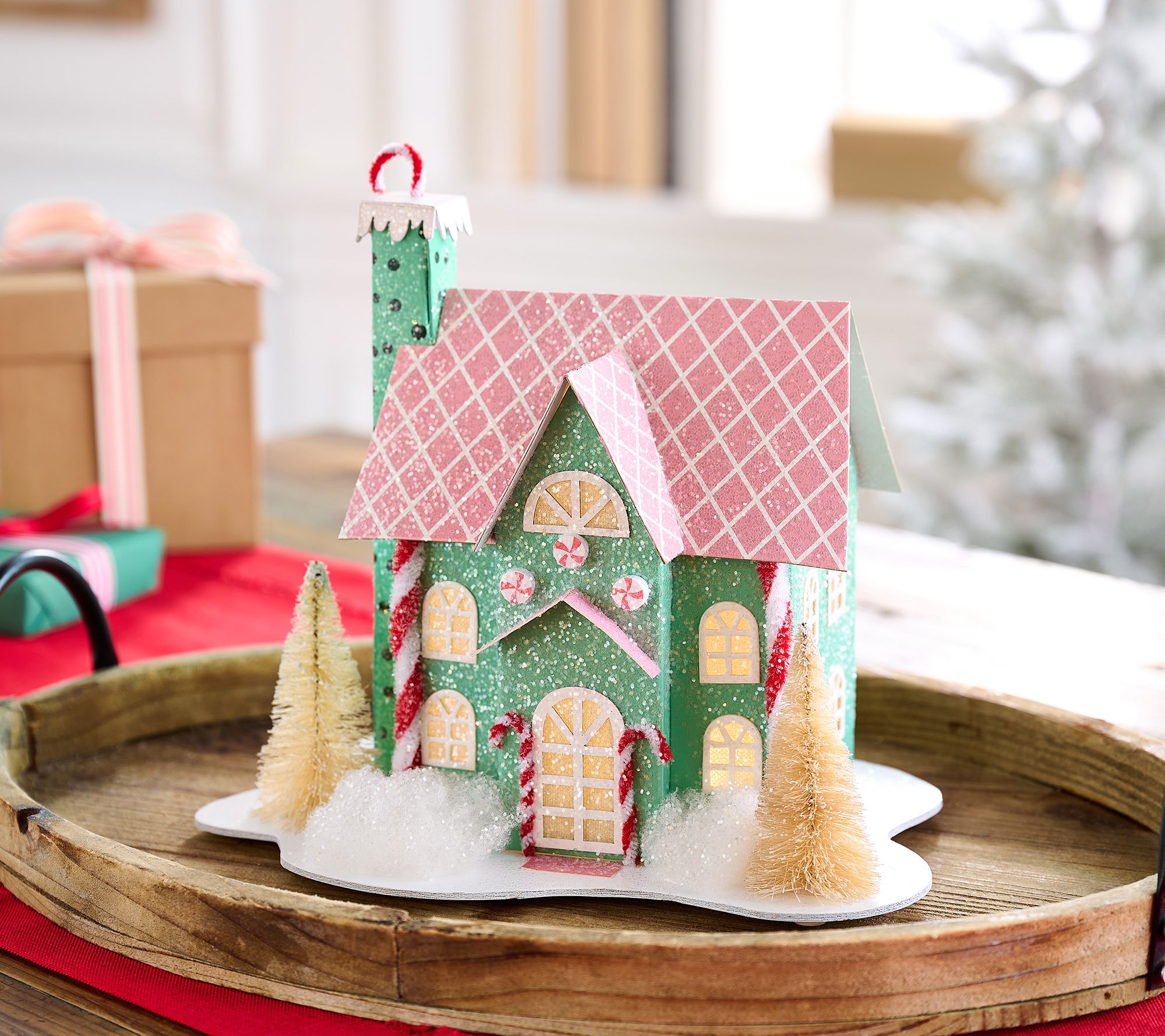 As Is Kringle Express Illuminated Paper Housew/ Candy Canes