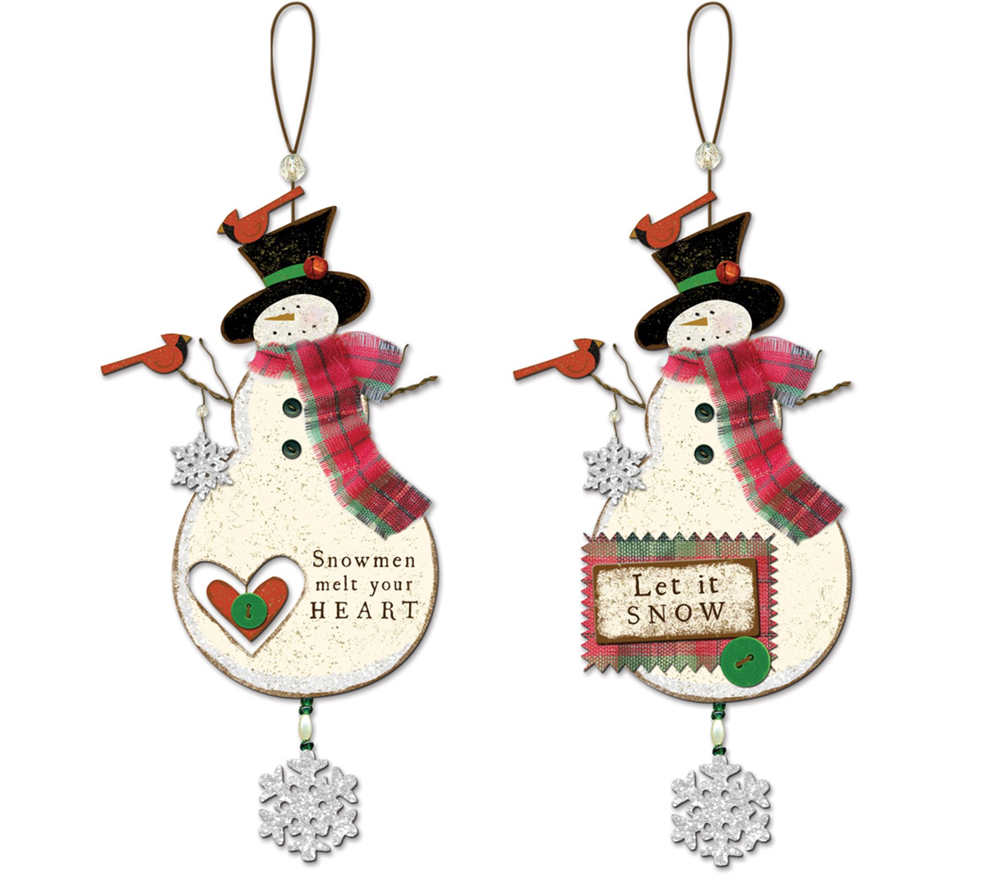 SVD Northwoods Snowman ornament (set of 2)