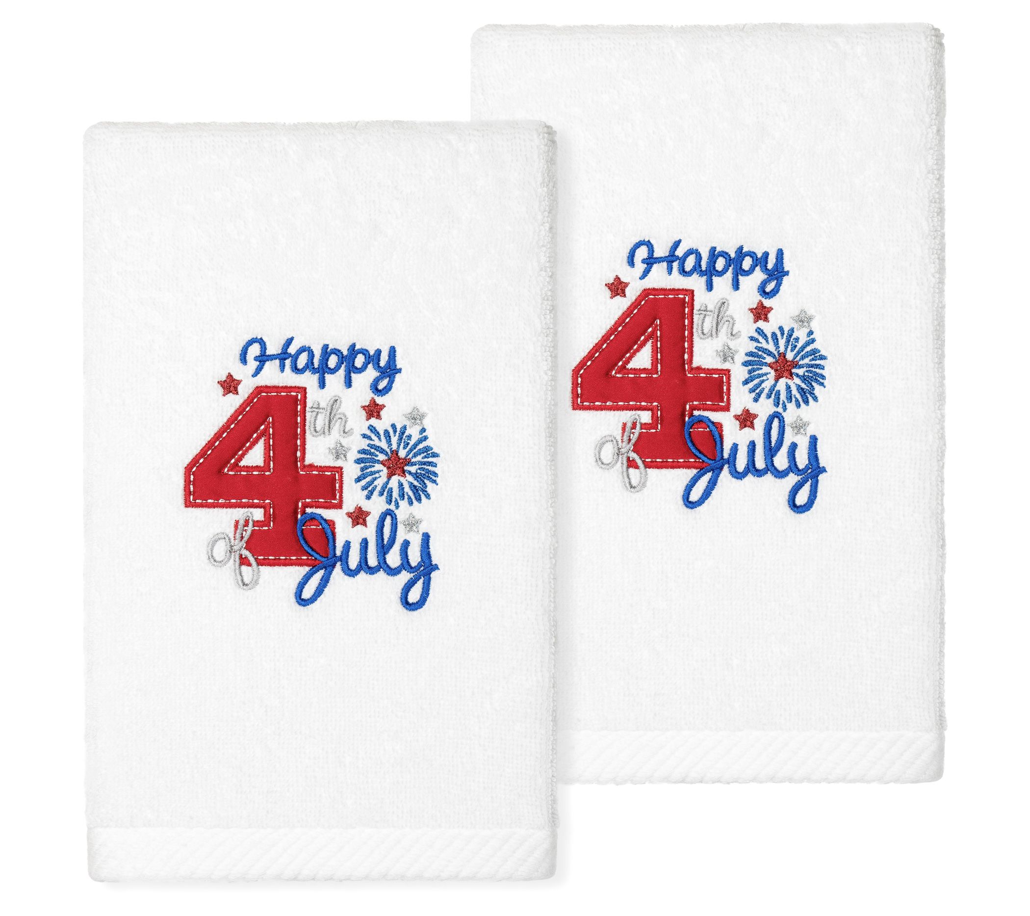 Linum Home Textiles 4th of July Embroidered 2Pc Hand Towel Set