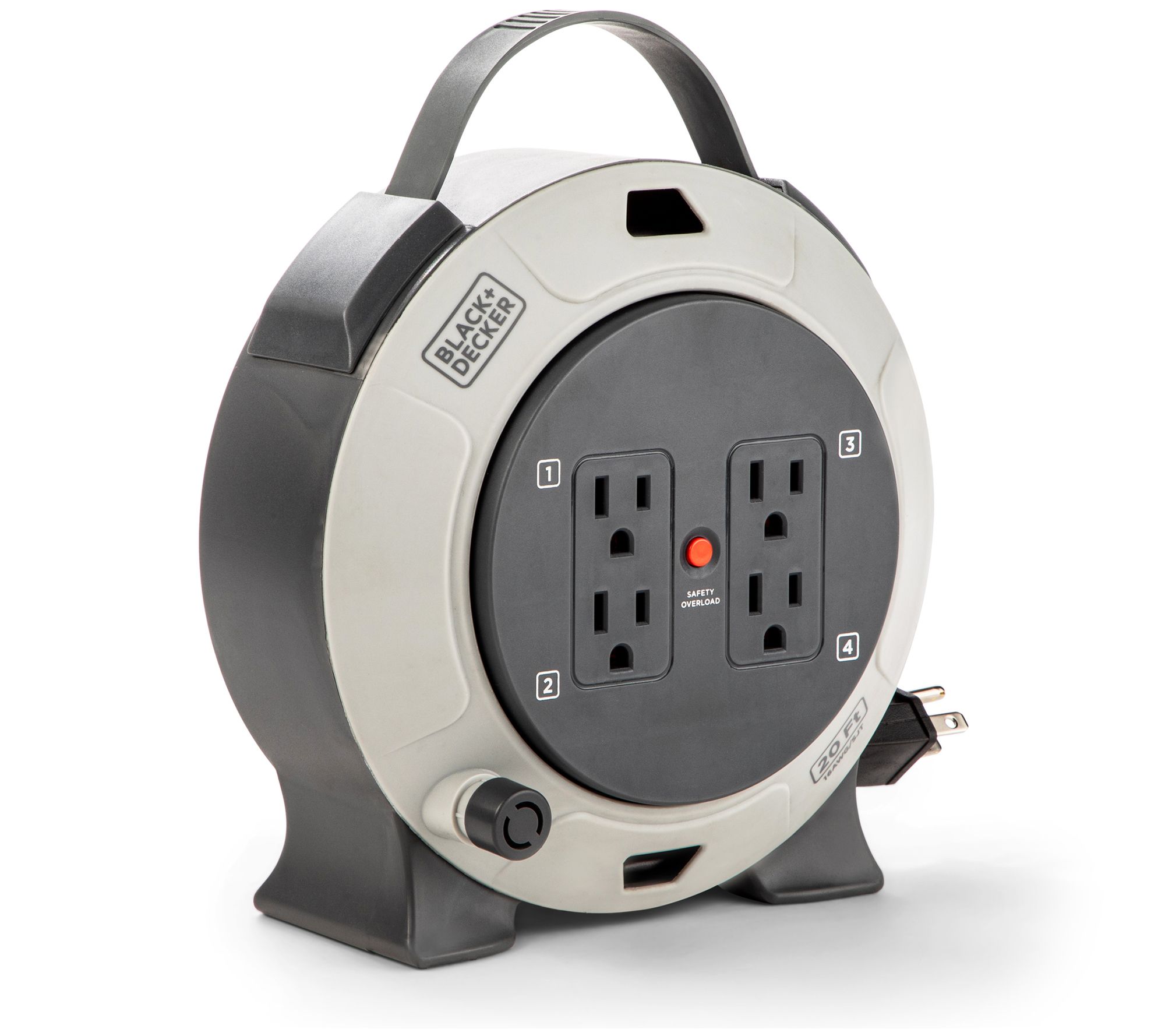 BLACK+DECKER 20'Power Extension Cord Reel w/4 G rounded Outlet