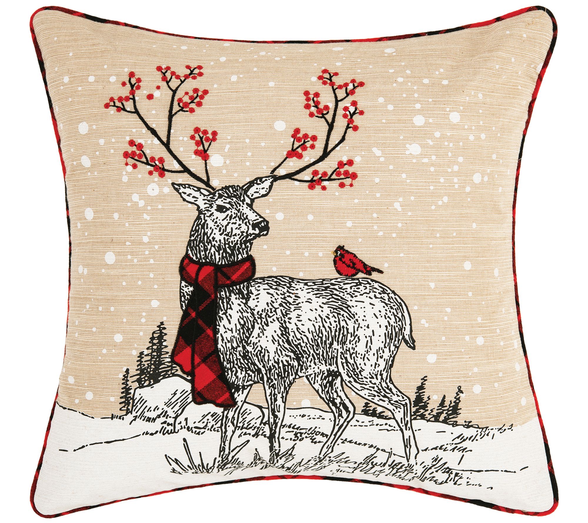 C&F Home 18 x 18 Deer Embroidered and Printed Throw Pillow