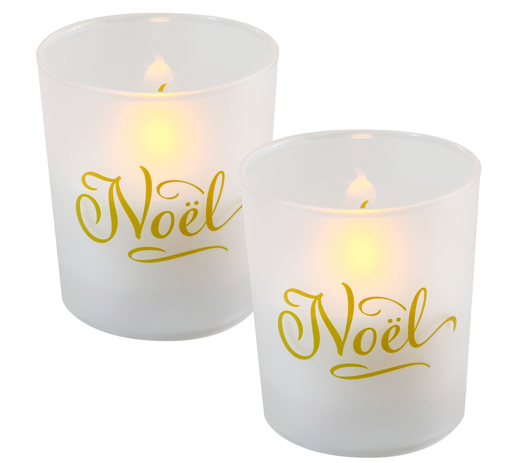LumaBase Battery Operated Glass LED Candles, No el- Set of 2