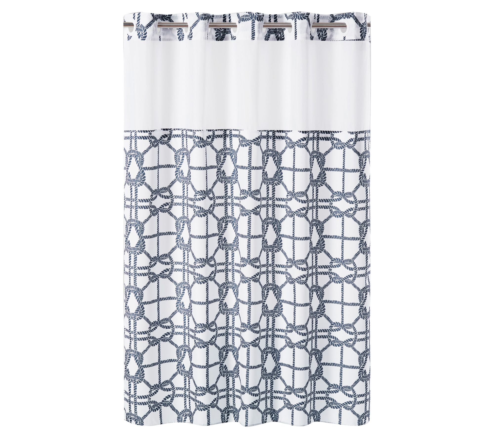 Hookless Shower Curtain Nautical Lattice With Peva Liner Qvc