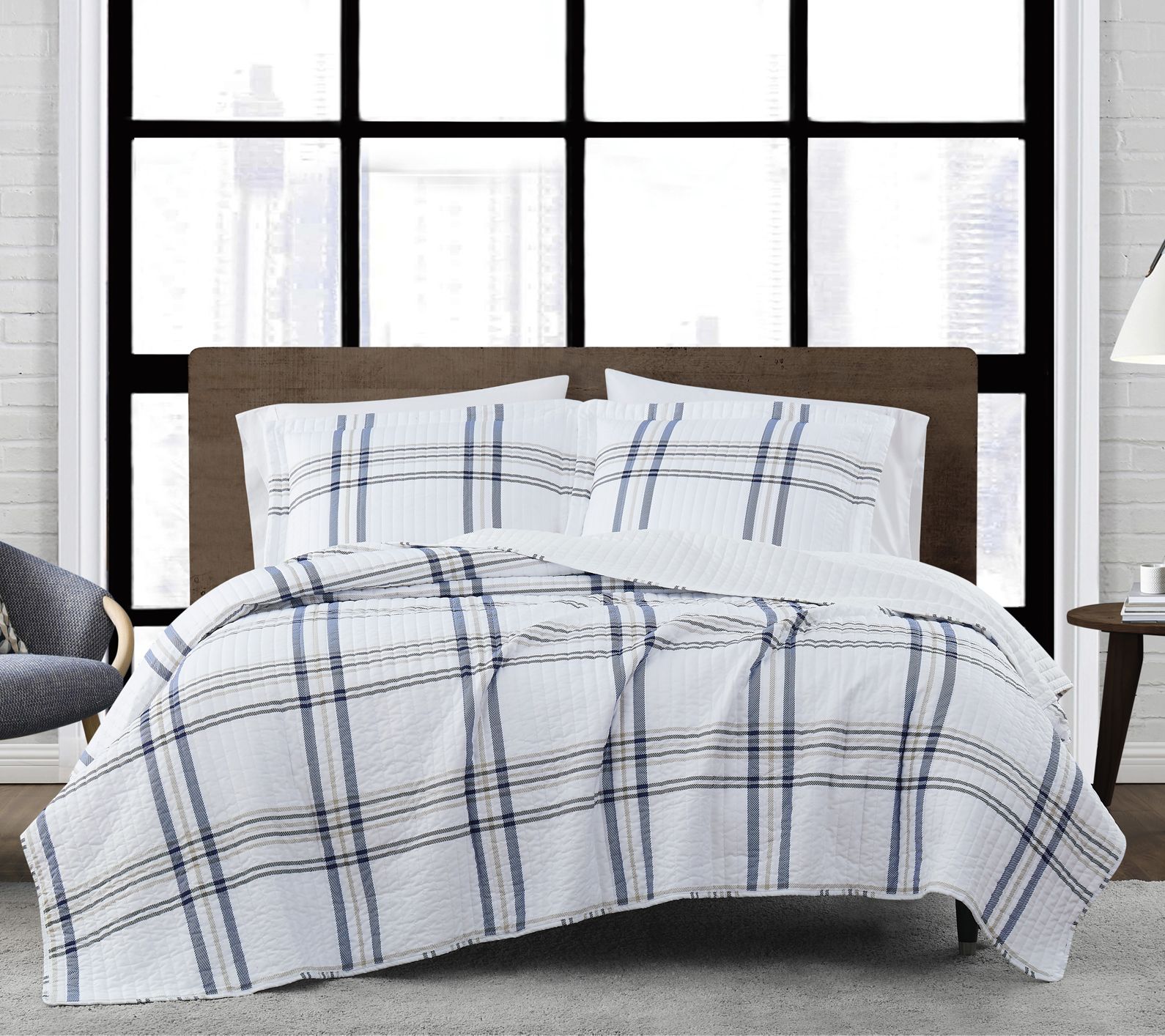 Kent Plaid King 3-Piece Quilt Set