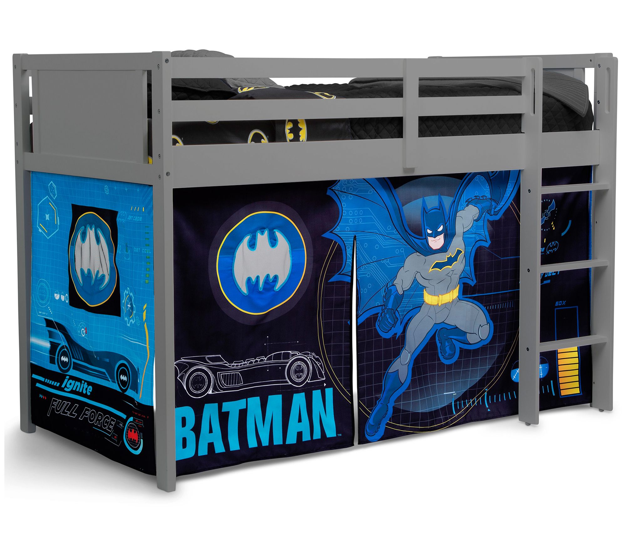 Batman Loft Bed Tent by Delta Children - Curtain Set for Low Twin Loft Bed (Bed Sold Separately)