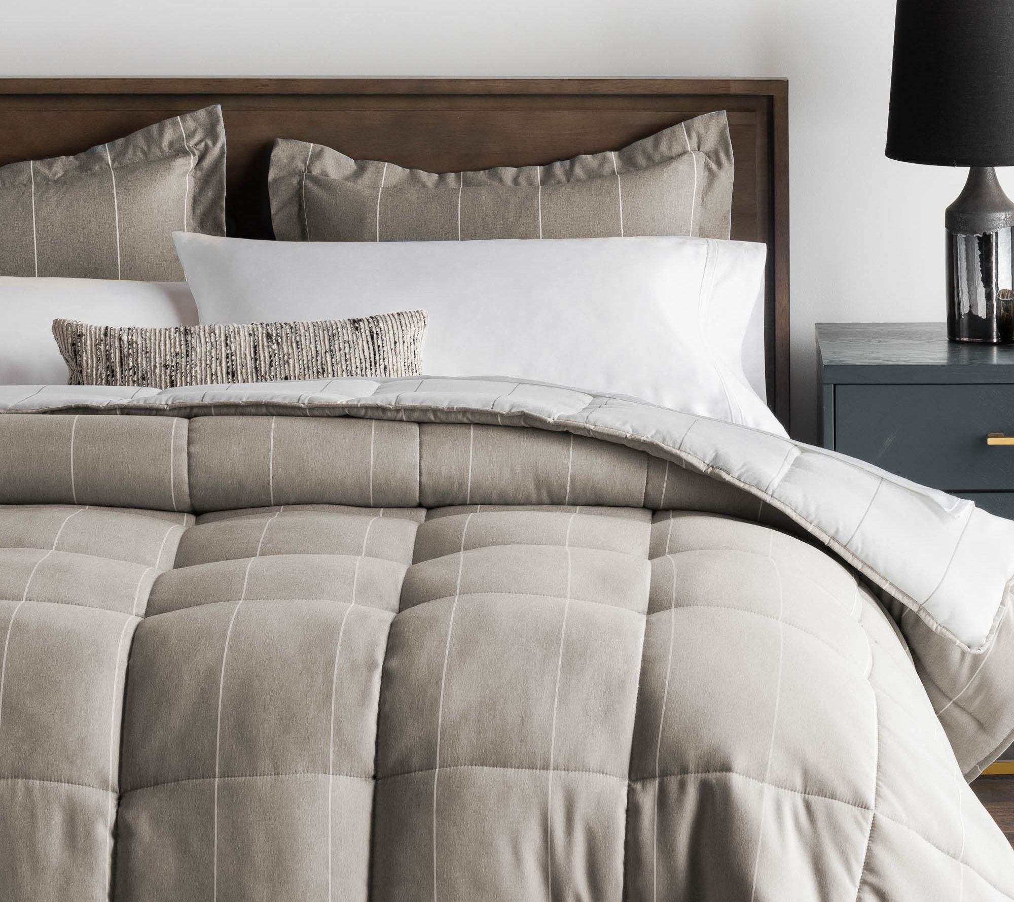 Woven Down Alternative Chambray Comforter Set Cal King Qvc