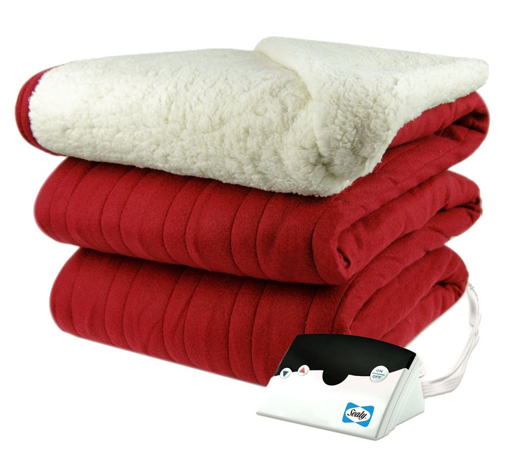Biddeford Knit Heated Twin Size Blanket with Sherpa Back Page 1 —