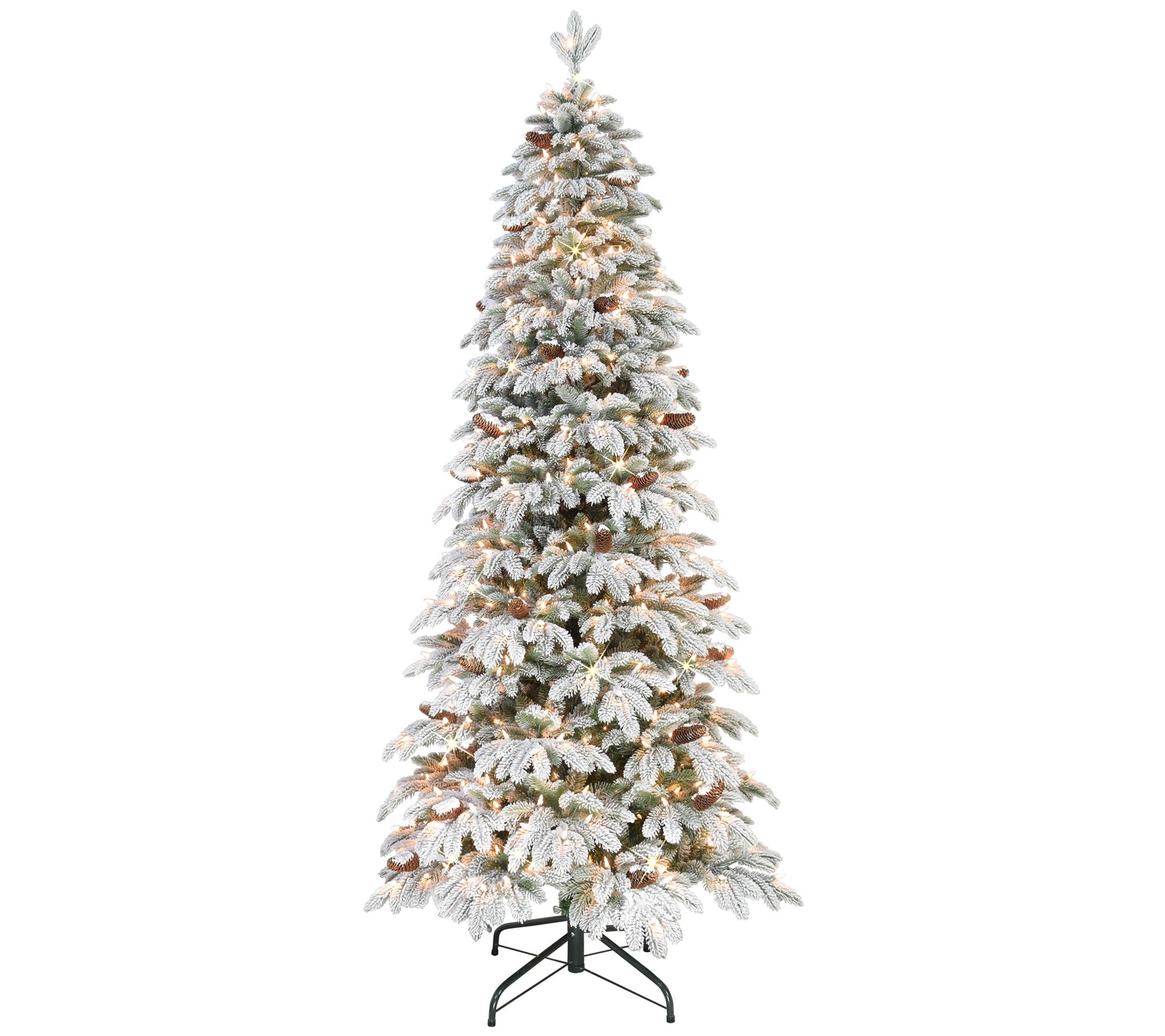 Puleo International 7.5' Prelit Flock Slim Mont ana Spruce Tree