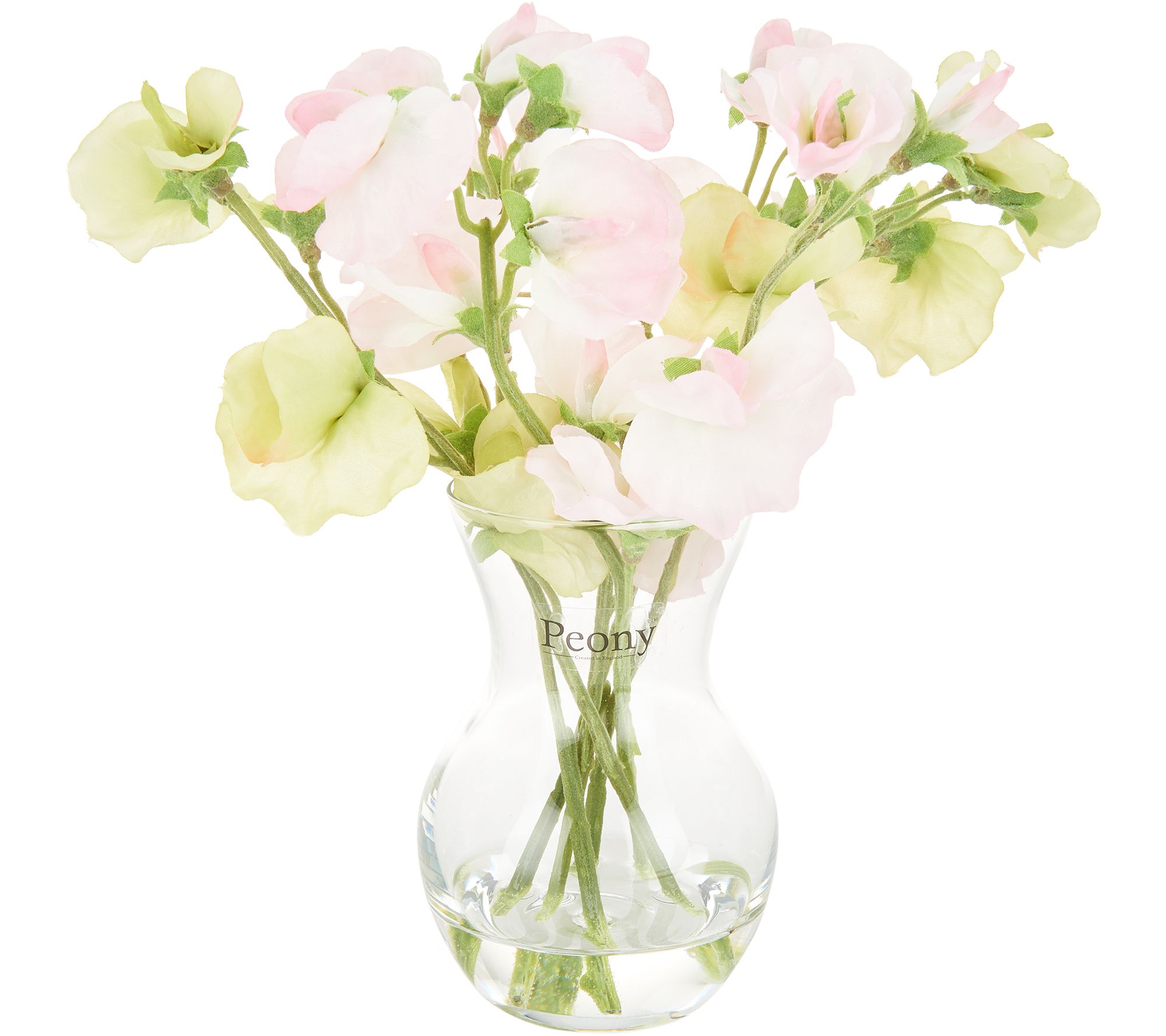 Sweet Peas In A Still Water Illusion Vase By Peony Page 1 Qvc Com