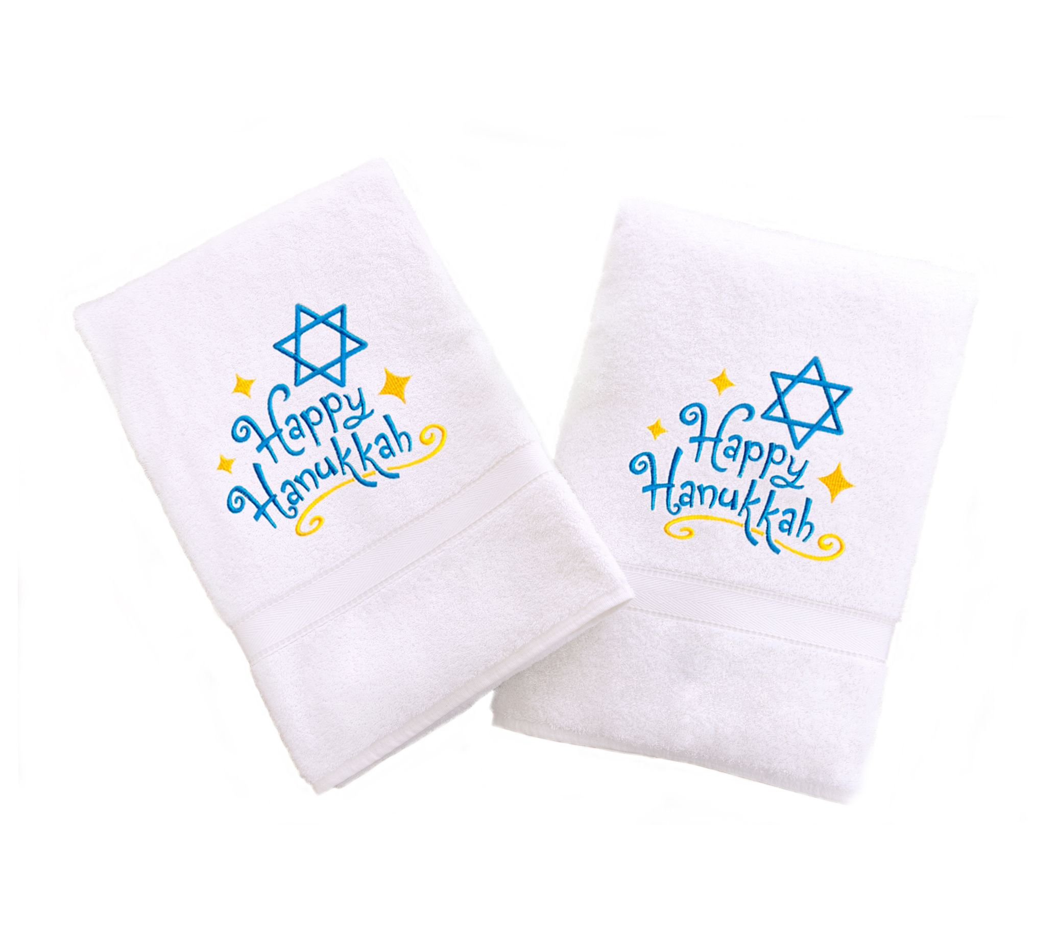 Linum Home Textiles Embroidered Hand Towels wit h Happy Hanukka