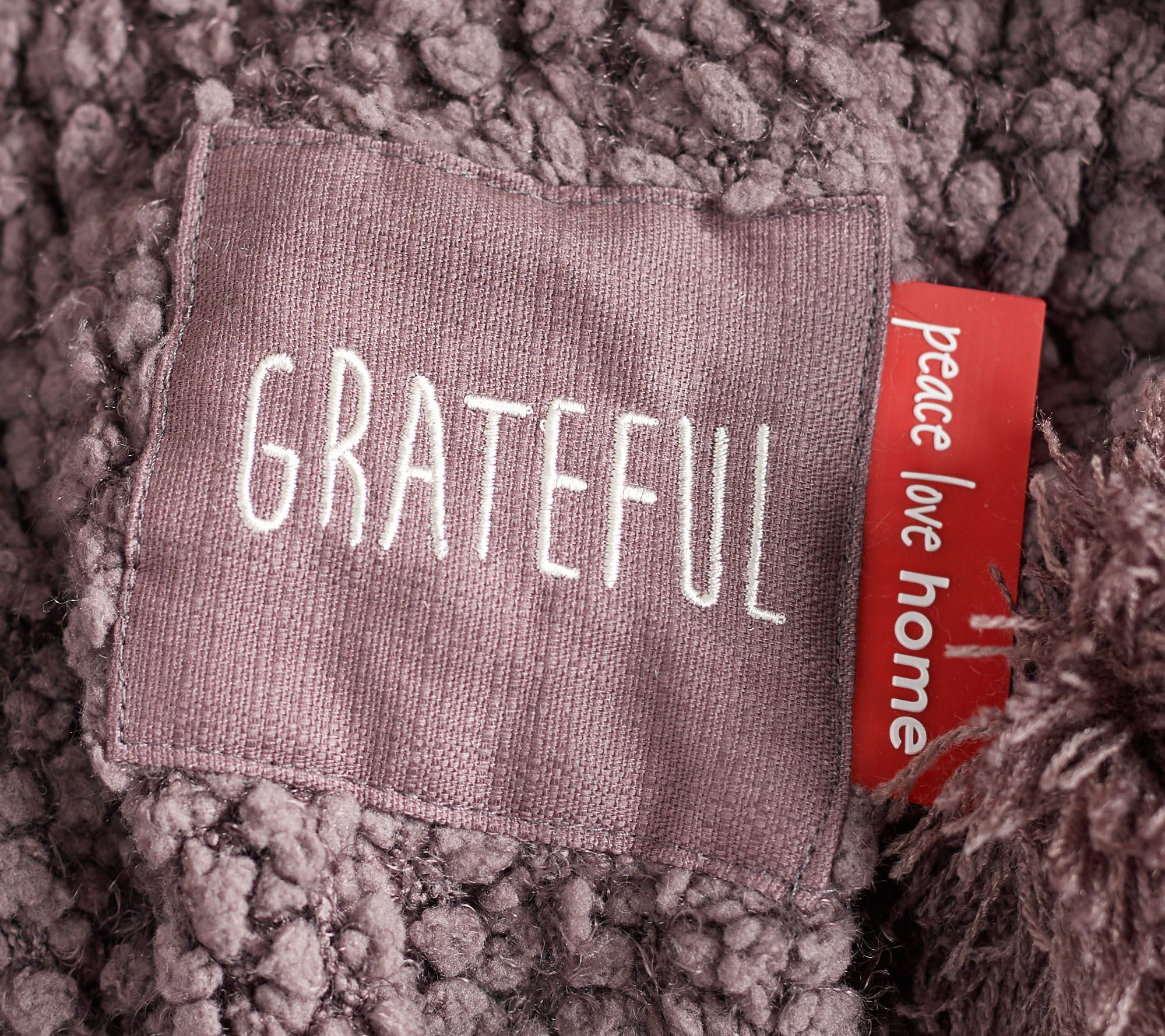 Peace Love World 60" x 80" Super Oversized Knit Throw with PomPoms