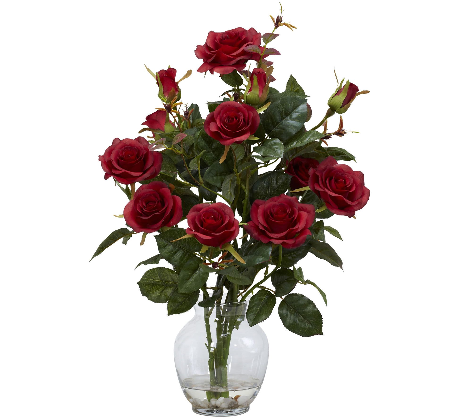 Rose Bush with Vase Silk Flower Arrangement byNearly