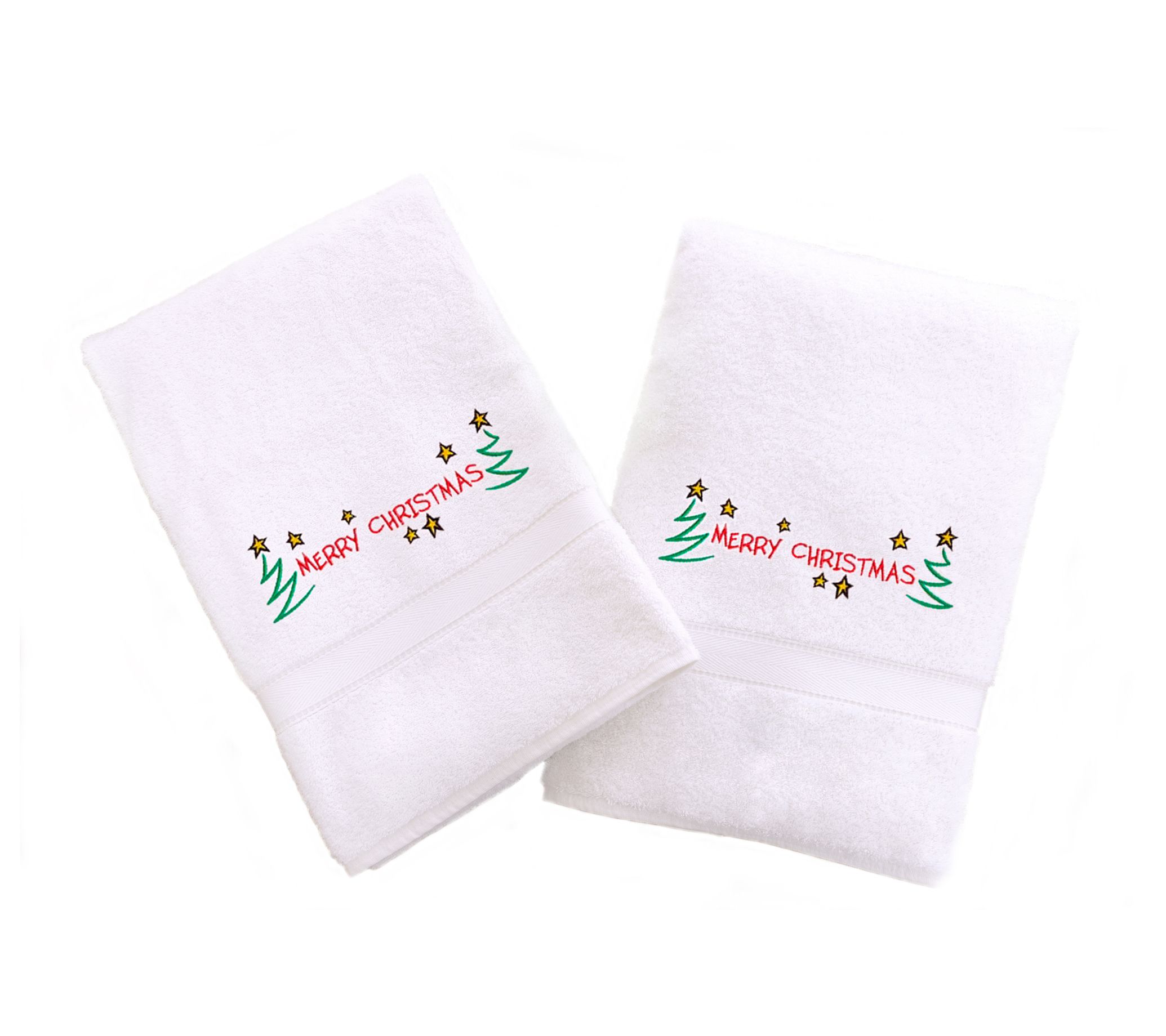 Linum Home Textiles Embroidered Hand Towels Mer ry Christmas