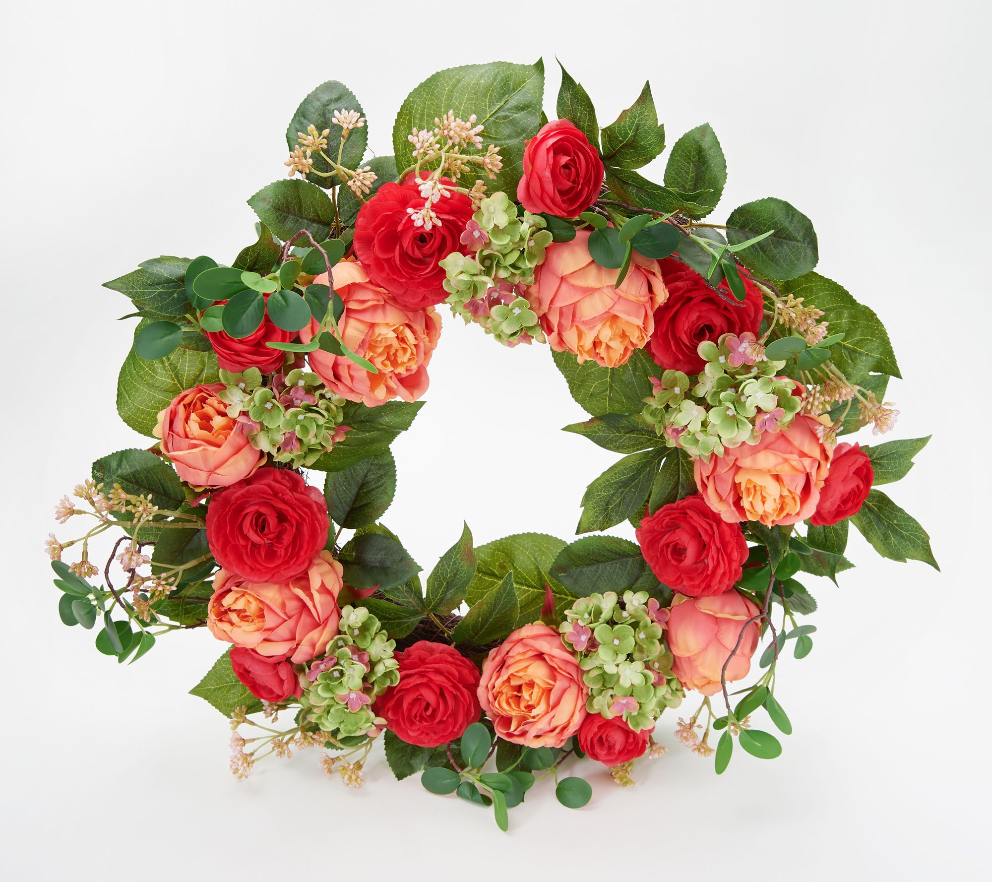 24" Peony, Hydrangea and Ranunculus Wreath by Valerie