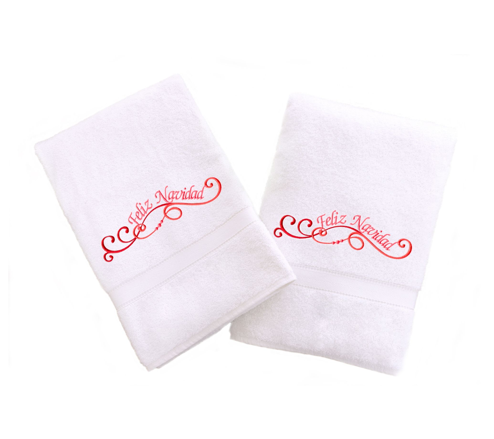 Linum Home Textiles Embroidered Hand Towels wit h Feliz Navidad