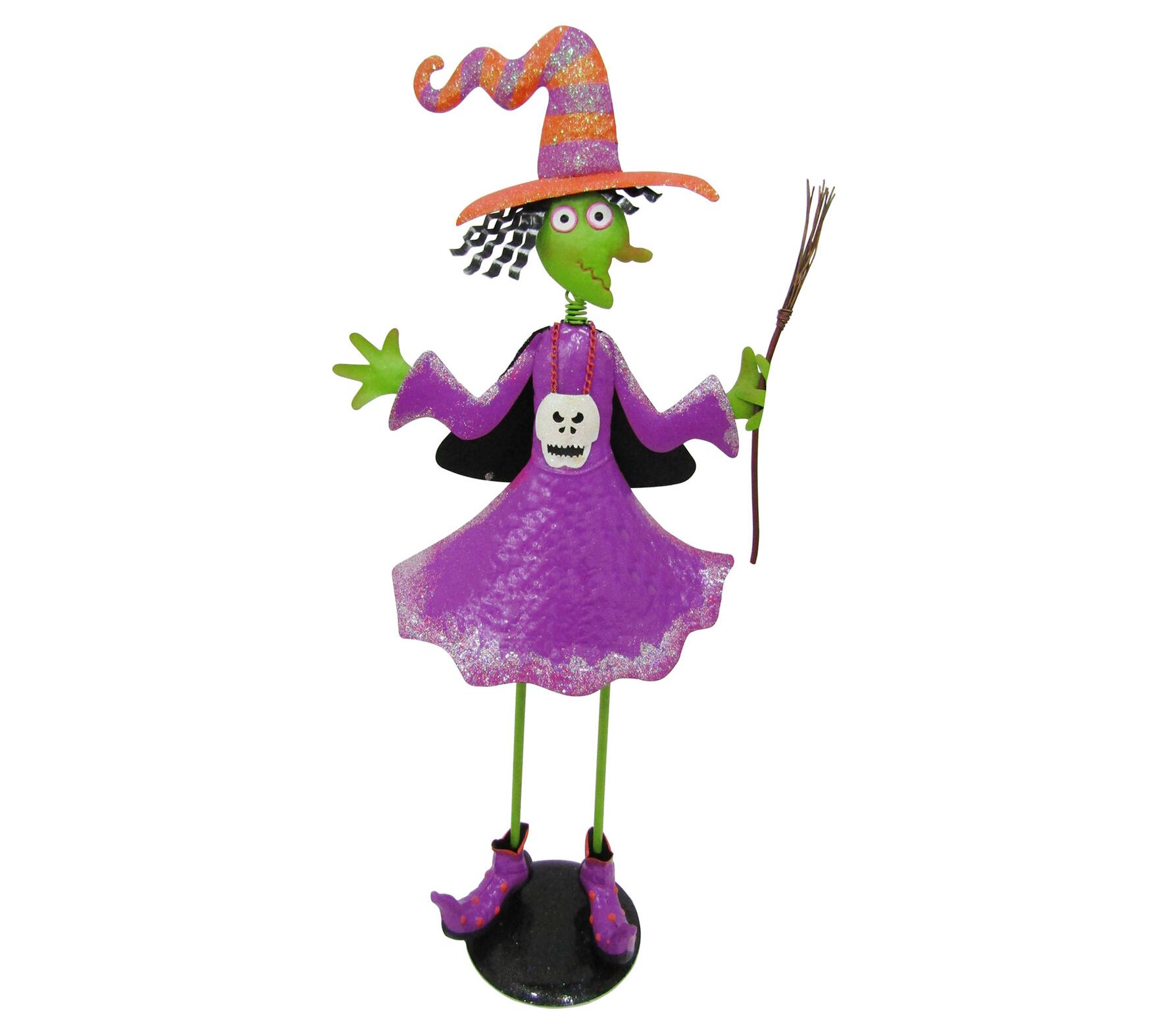 Haunted Hill Farm 28" Iron Witch Holding Brooms ick