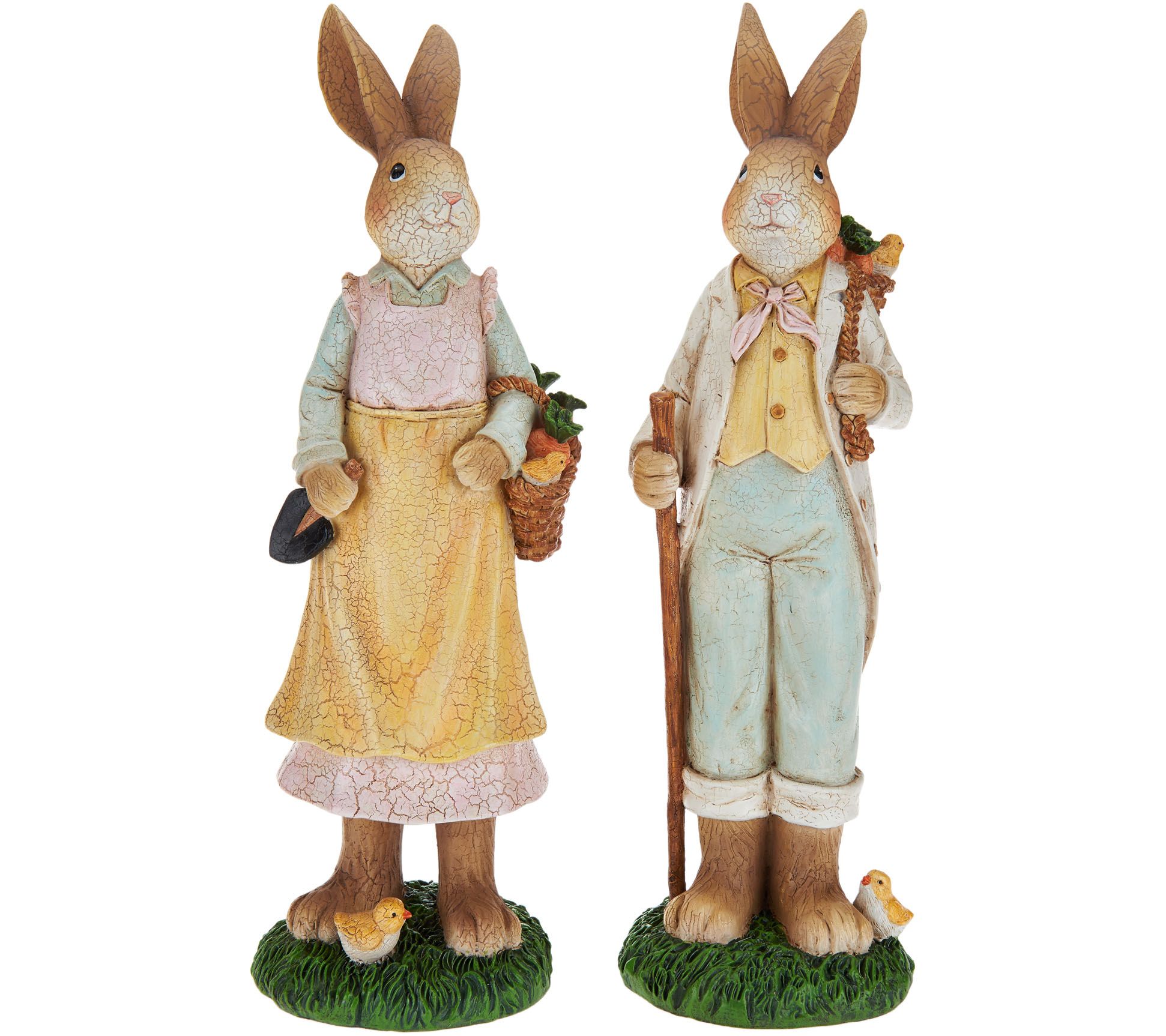 Set Of 2 Antiqued Crackle Finish Bunnies By Valerie - Qvc.com