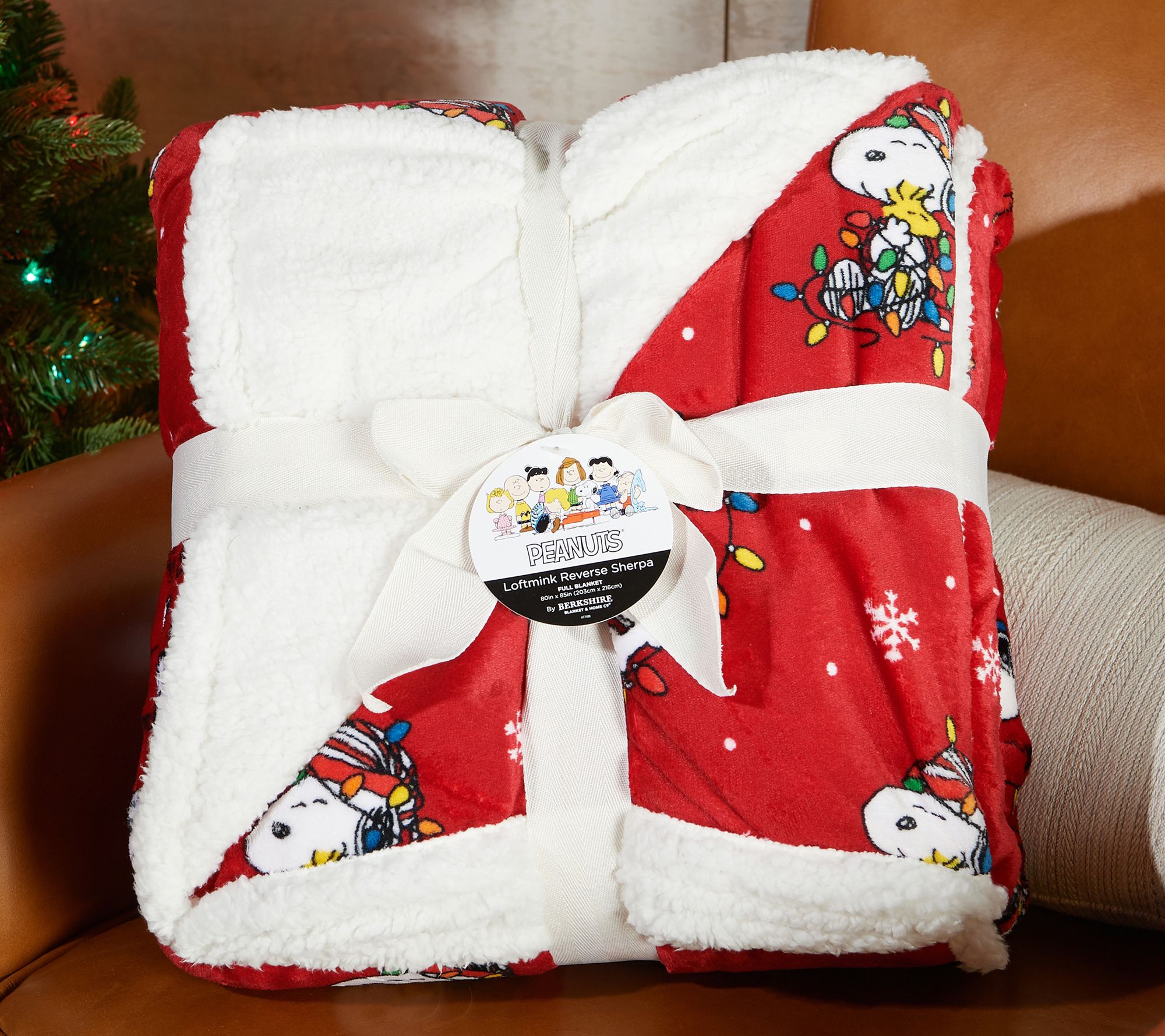 Berkshire Holiday Peanuts Gang Blanket with Sherpa Twin