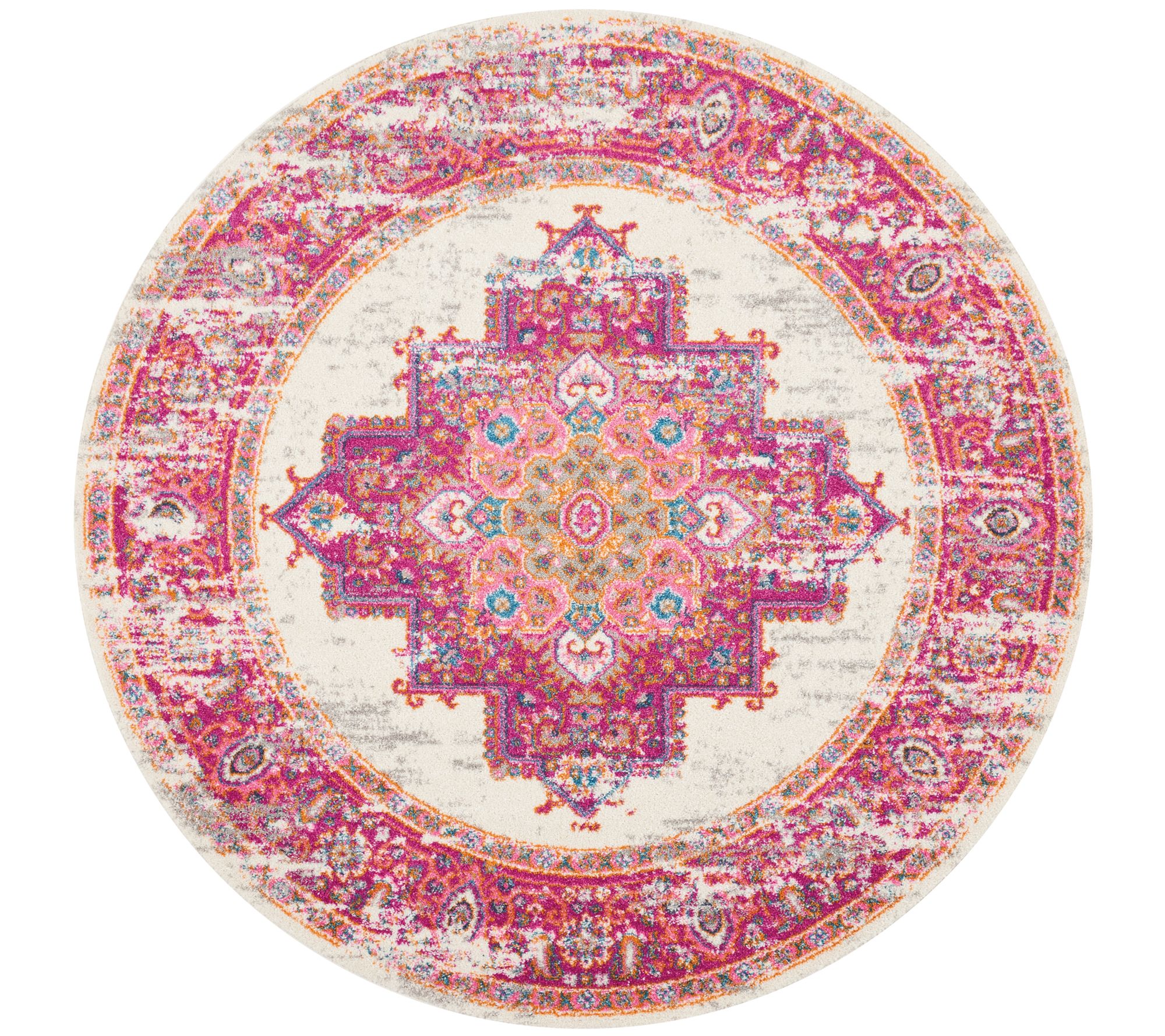 Nourison Passion Ivory/Fuschia 5'3" Round Area ug