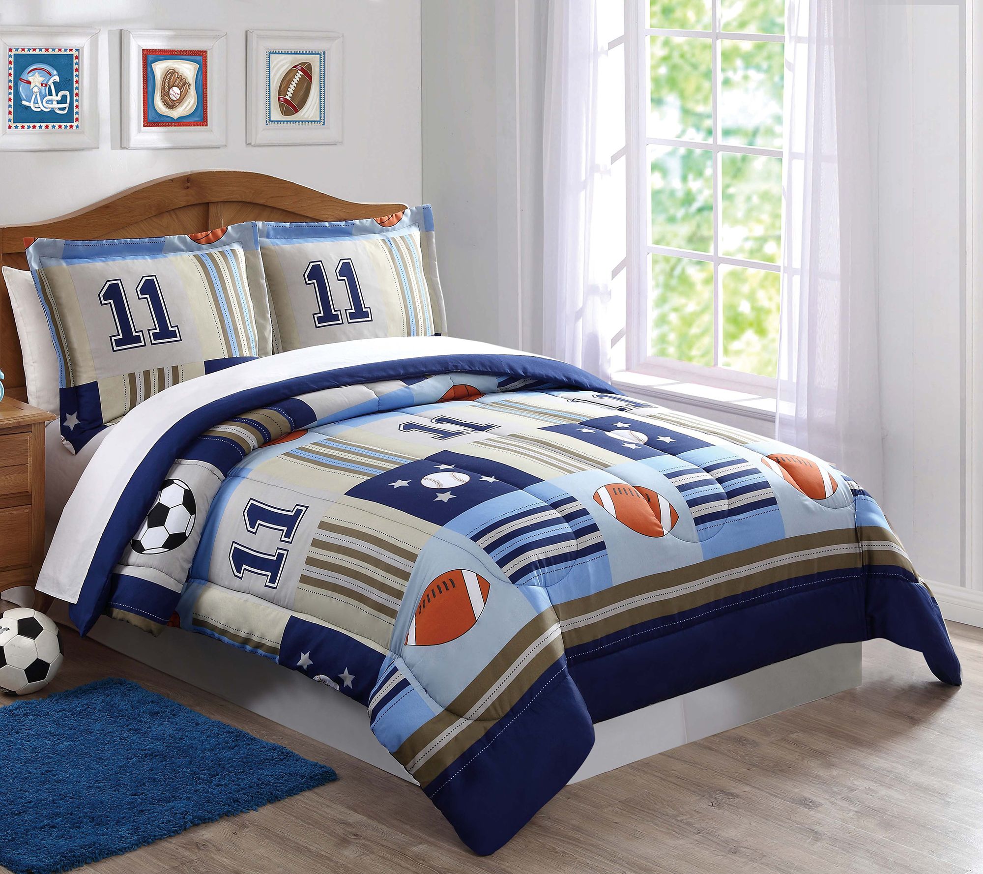 My World Denim And Khaki Full Queen Comforter Set Qvc Com