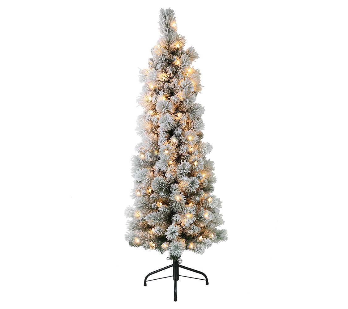 4.5' Flocked Patagonia Pine Artificial Tree 100 Clear Lights