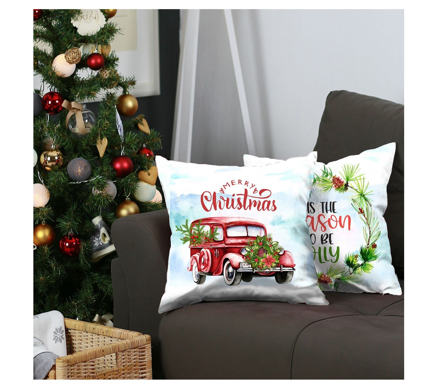 HomeRoots S/2 Merry Christmas Tis the Season Th w Pillows