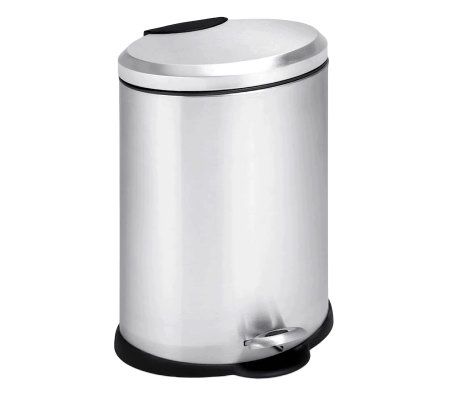 Honey Can Do 3.2 Gallon Oval Step Trash Can, Stainless Steel