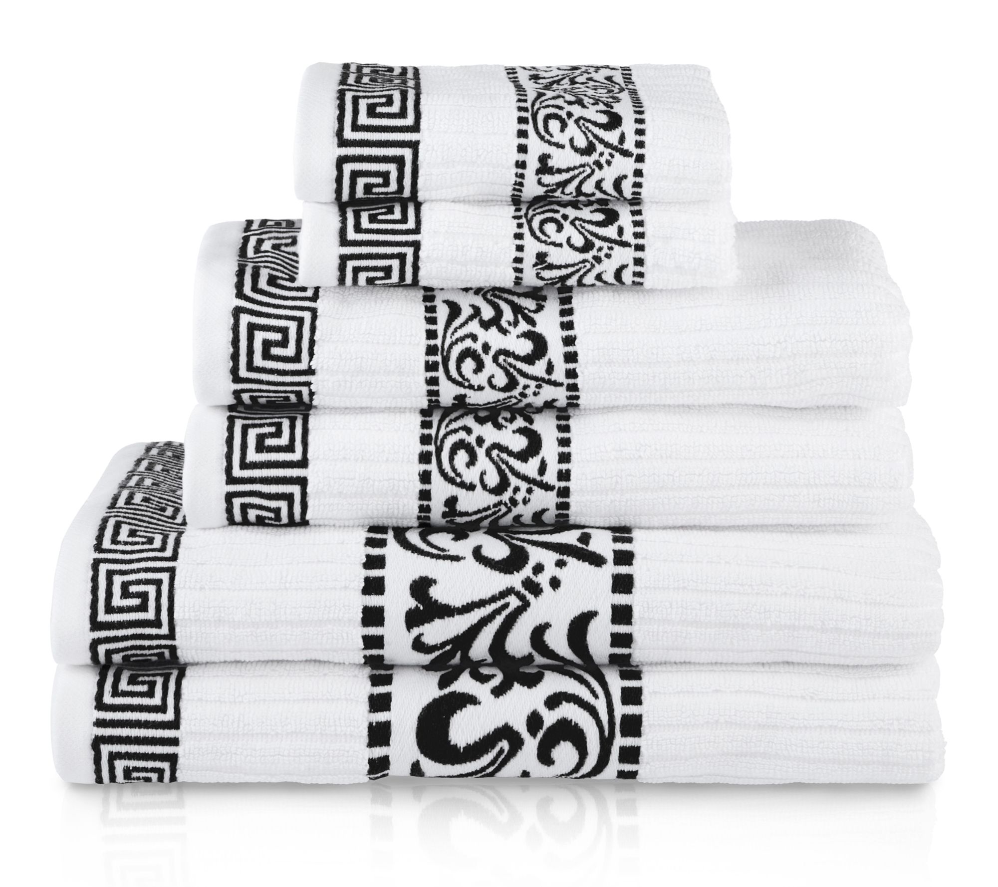Superior Cotton 6-Piece Floral Scroll Absorbent Towel Set