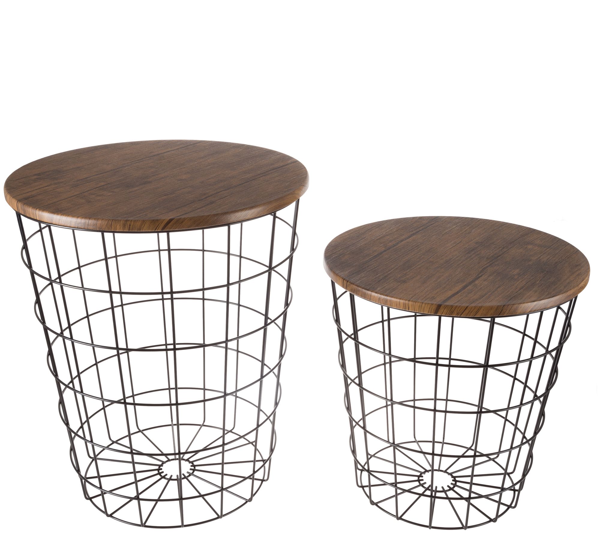 Lavish Home Nesting Black Metal and Wood Accent Table Set