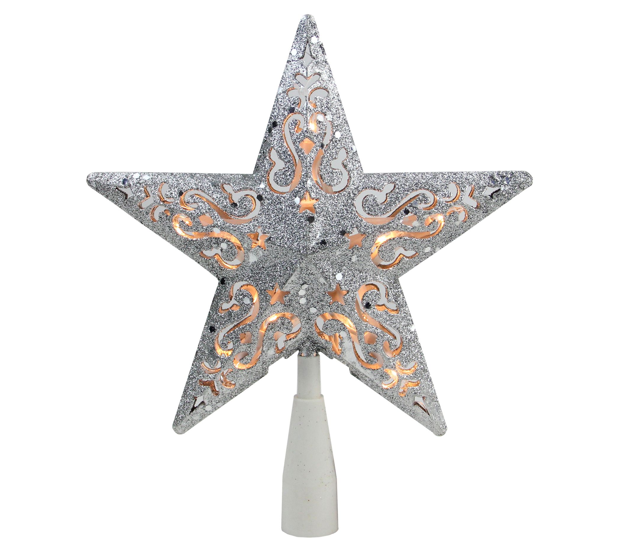 Northlight 8.5 Silver Glitter Star Lit Cut Out Design Topper