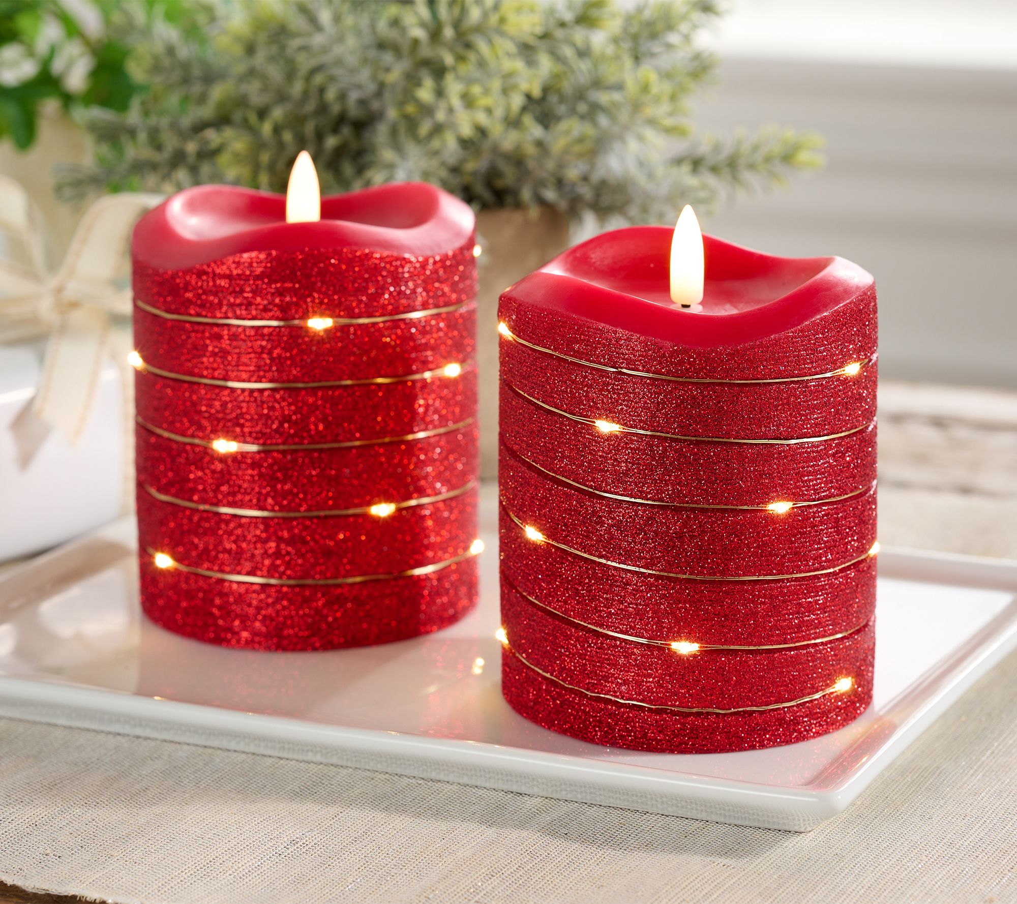 As Is Lightscapes S/2 Glitter Swirl Flameless Candles