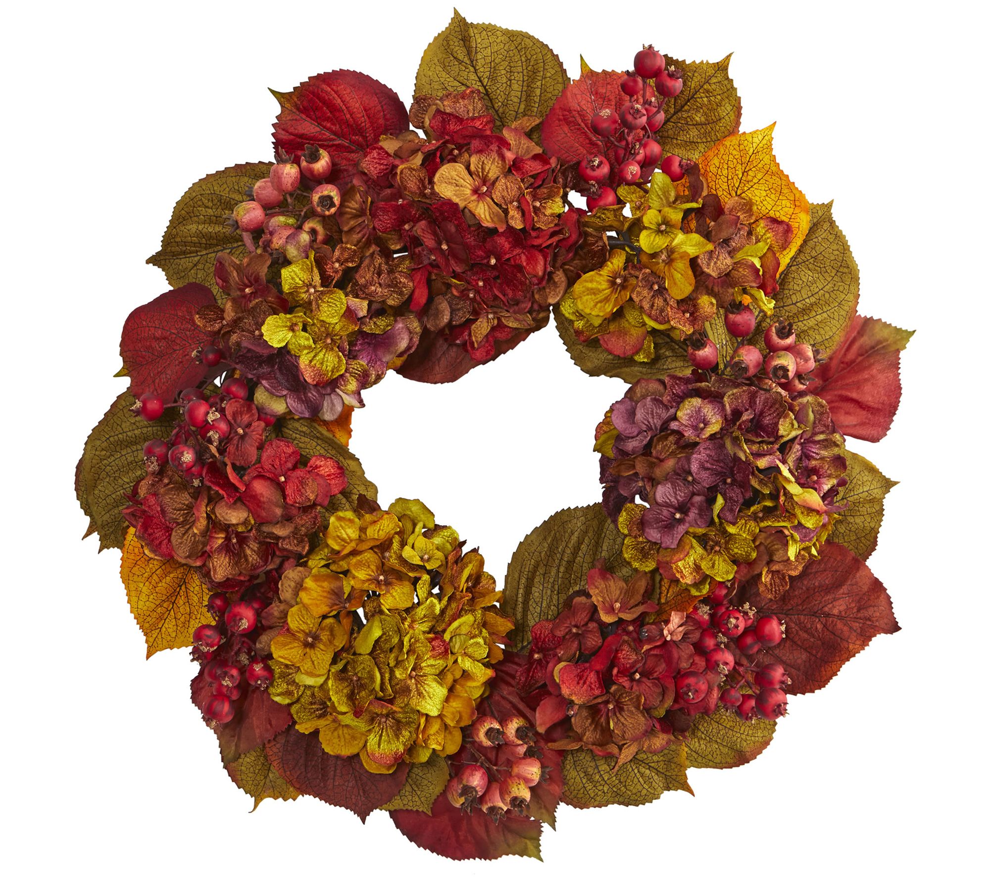 24” Fall Hydrangea Wreath  |  Nearly Natural