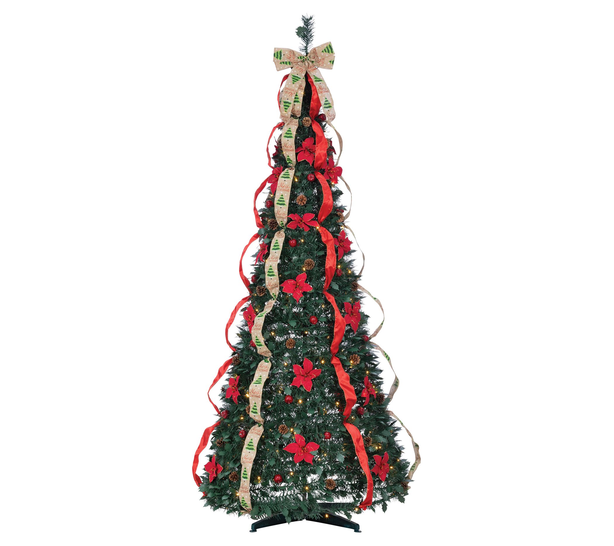 7.5' Decorated Green Pop Up Pre-Lit Pine Tree b Sterling Co