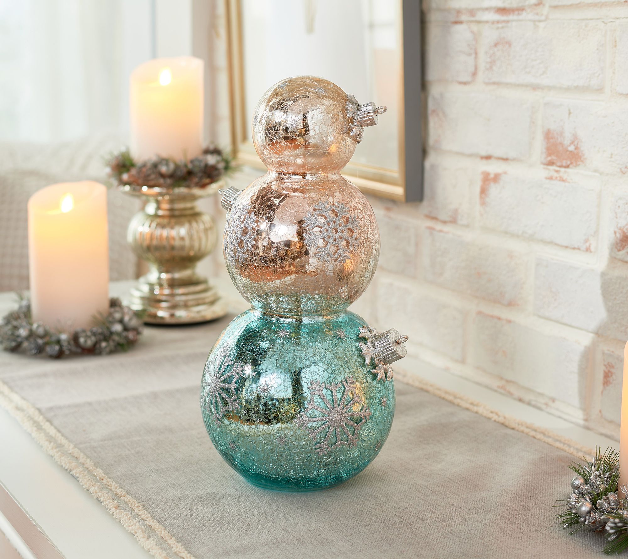 Illuminated 13" Glass Holiday Ornament Stack by Valerie  Page 1 — QVC.com