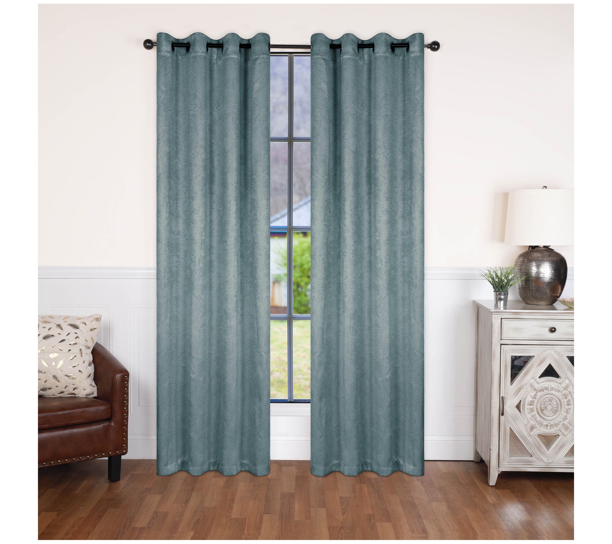 Superior Modern Geometric Waves Blackout Curtain Set, 52X120