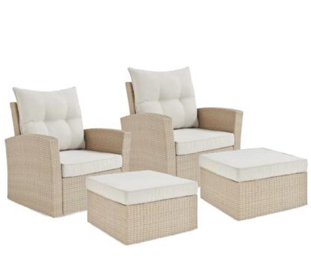 Alaterre Furniture Canaan Set with Two Chairs and Ottomans