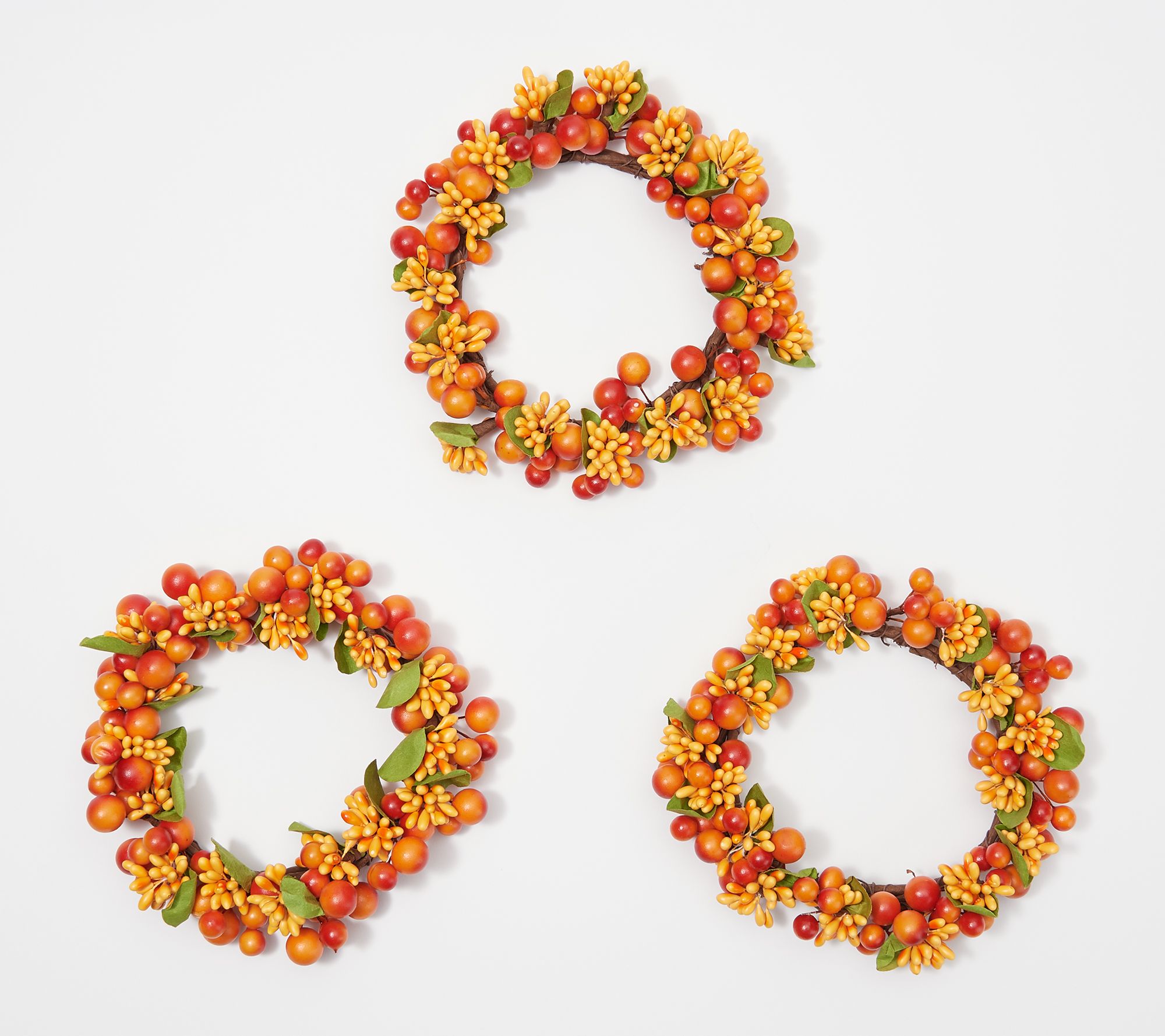Set of 3 Harvest Pip Berry Candle Rings by Valerie —