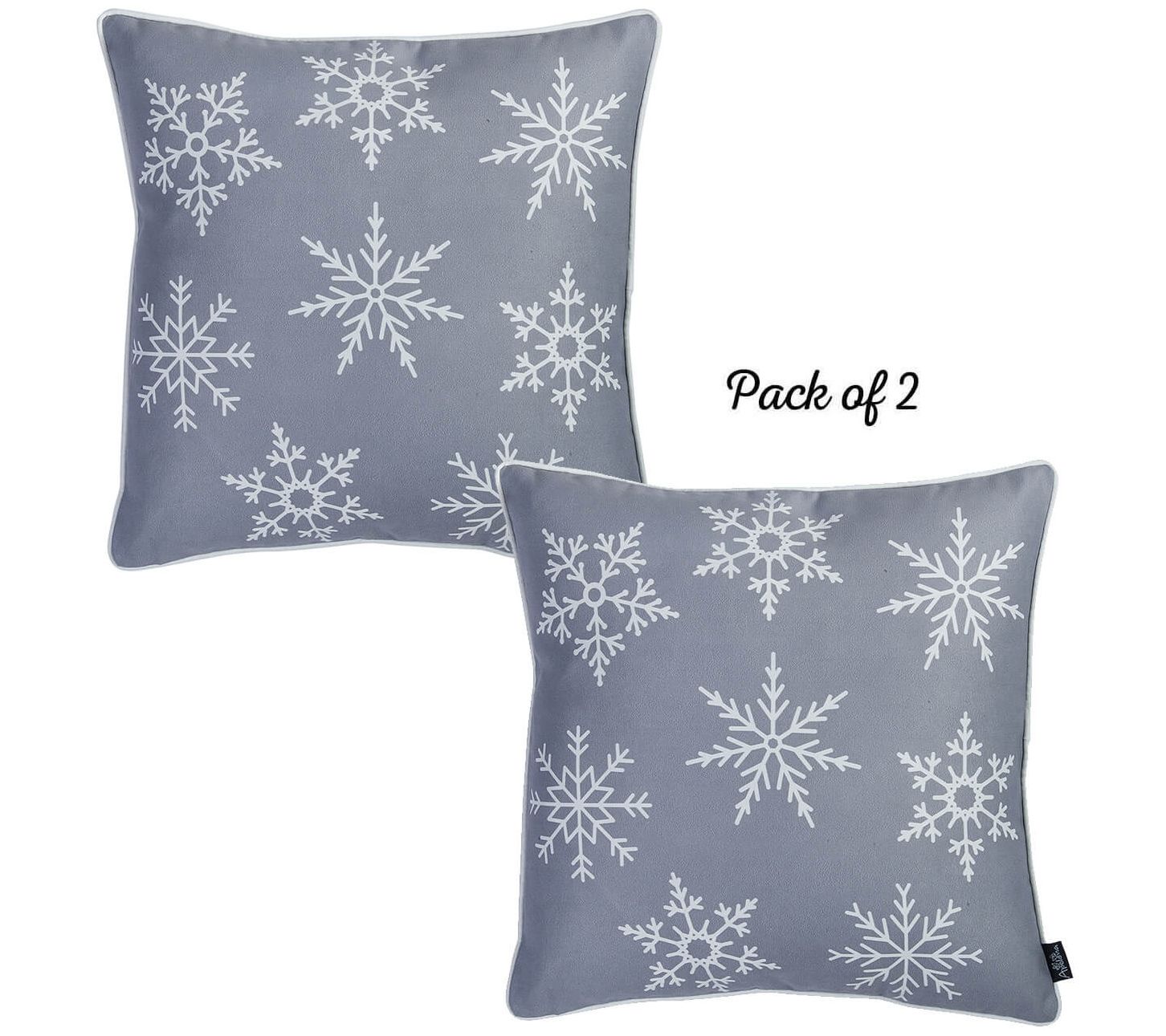 HomeRoots S/2 Silver Gray 18" Snowflakes Throw- illow Covers