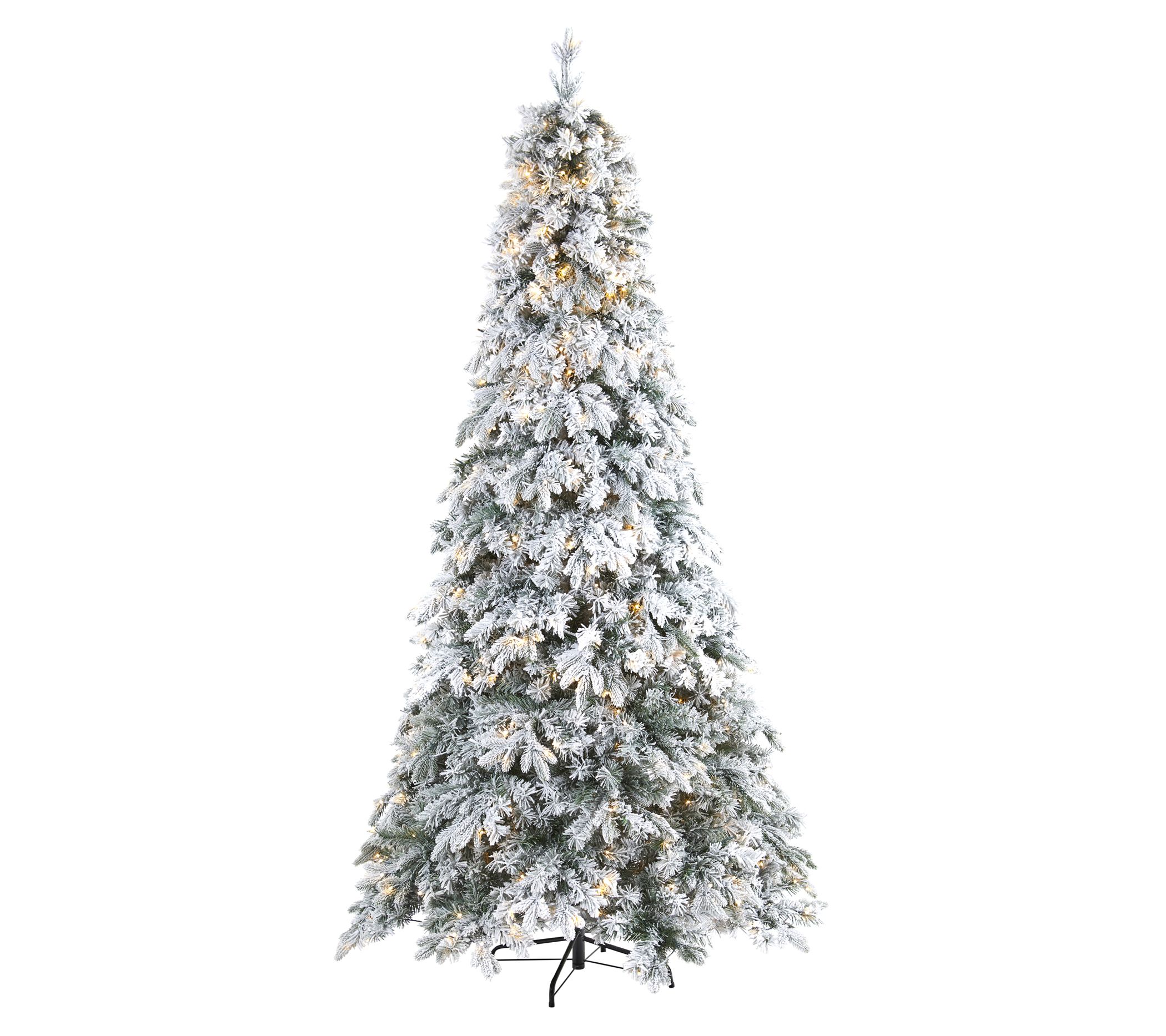 Nearly Natural 8' Flocked Christmas Tree w/ 600 LEDs