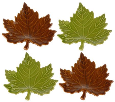 Set of 4 Ceramic Maple Leaf Plates — QVC.com